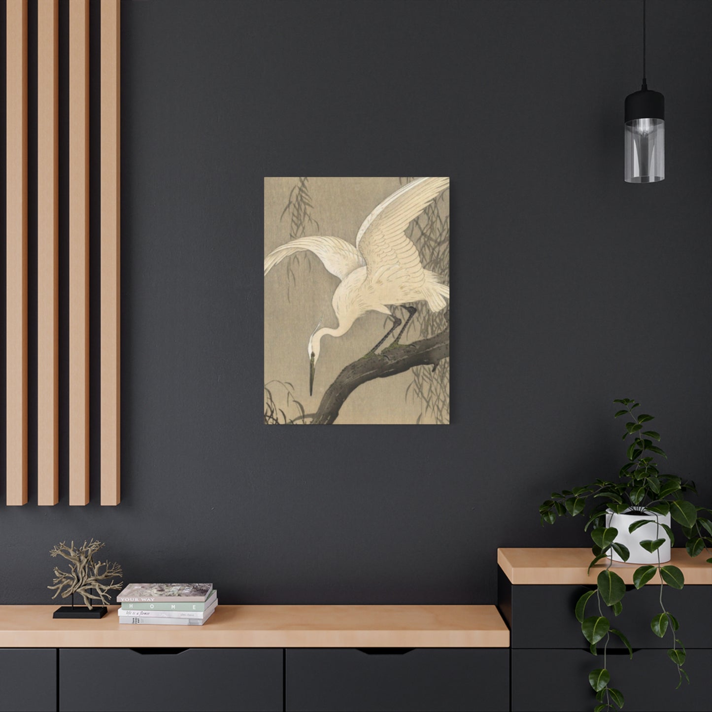 White Heron Painting Wall Art & Canvas Prints