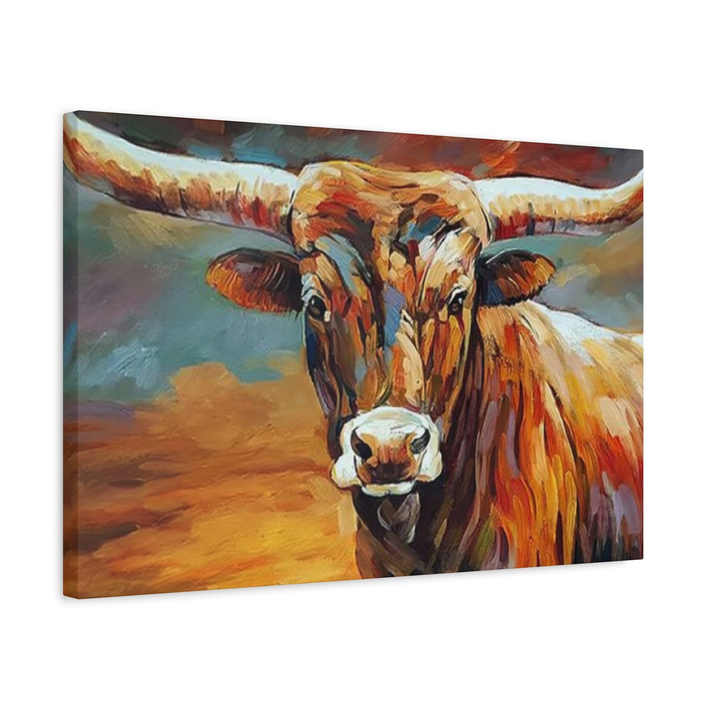 Hairy Bull Long Horns Drawing Wall Art & Canvas Prints