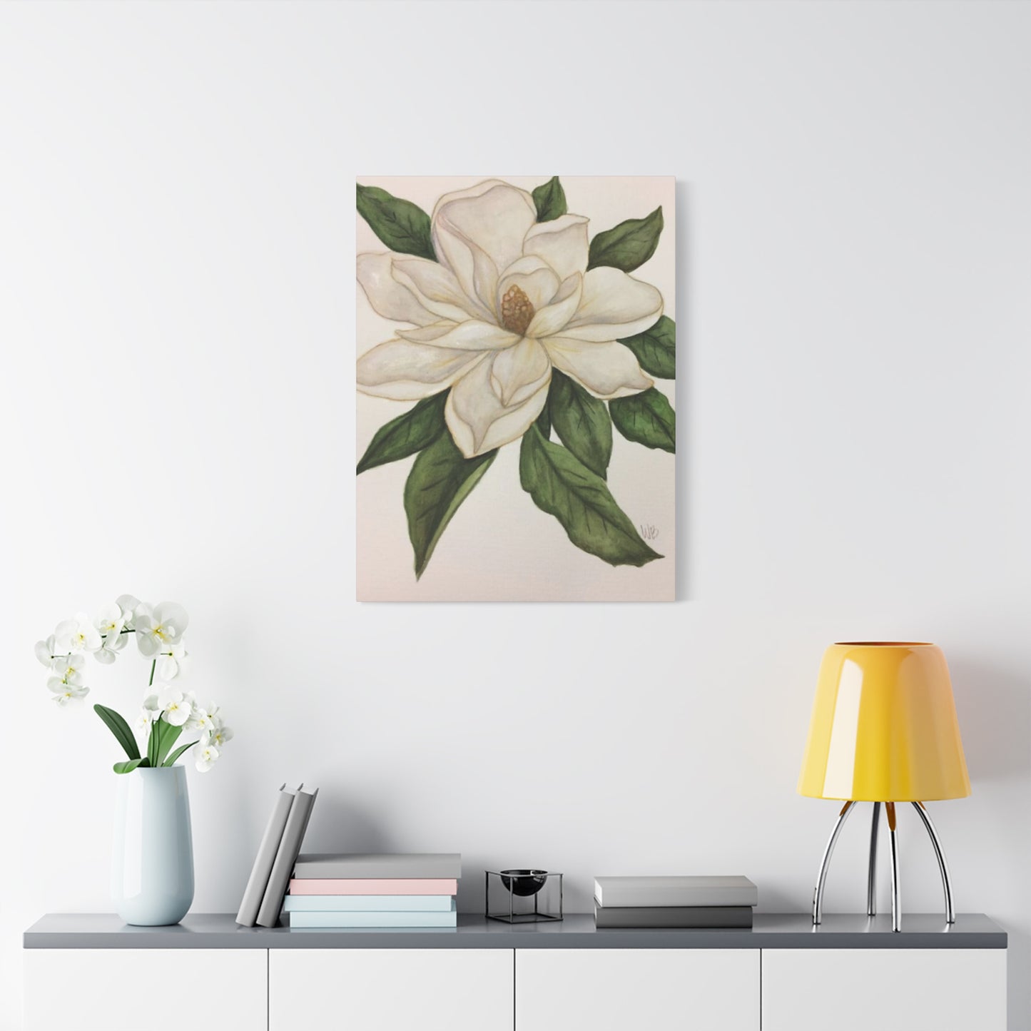 Beautiful White Magnolia Flower Drawing Wall Art & Canvas Prints