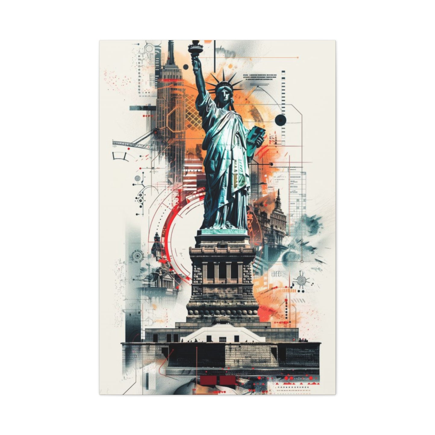 Abstract Poster Of Statue Of Liberty New York City Wall Art & Canvas Prints