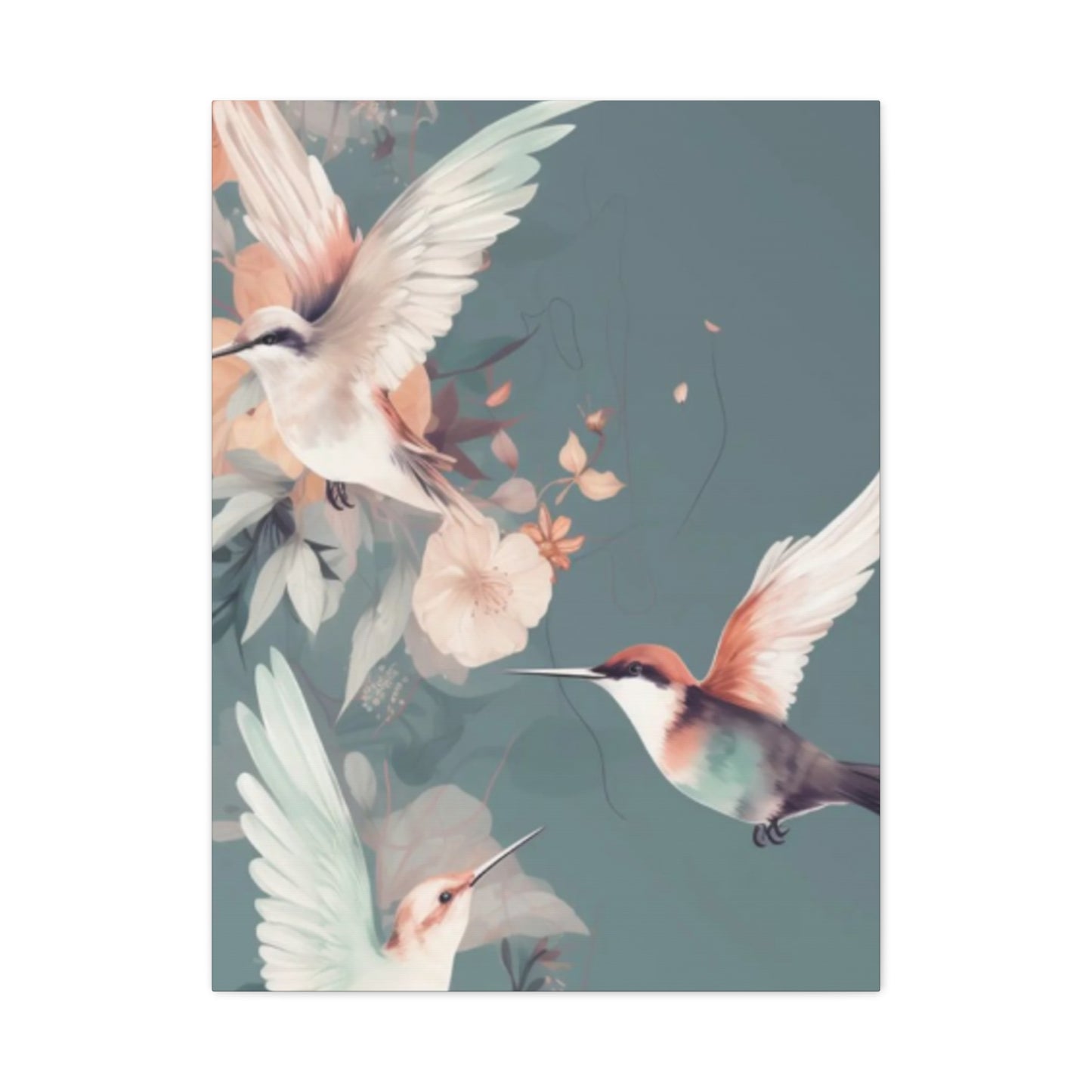 White Humming Birds Painting Wall Art & Canvas Prints