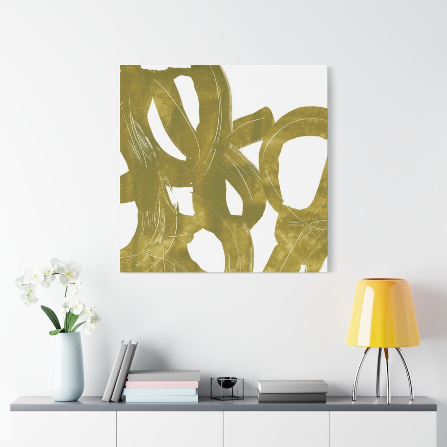 Circular Olive Green Painting Wall Art & Canvas Prints