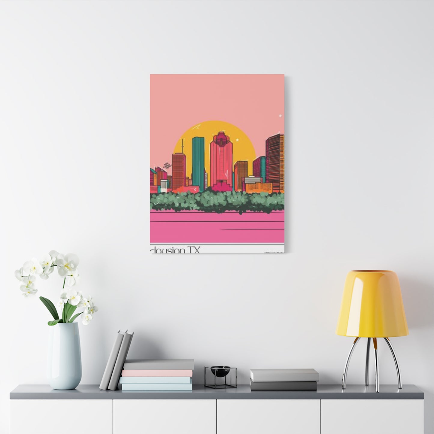 Color Houston Skyline Silhouette Wall Art & Canvas Prints