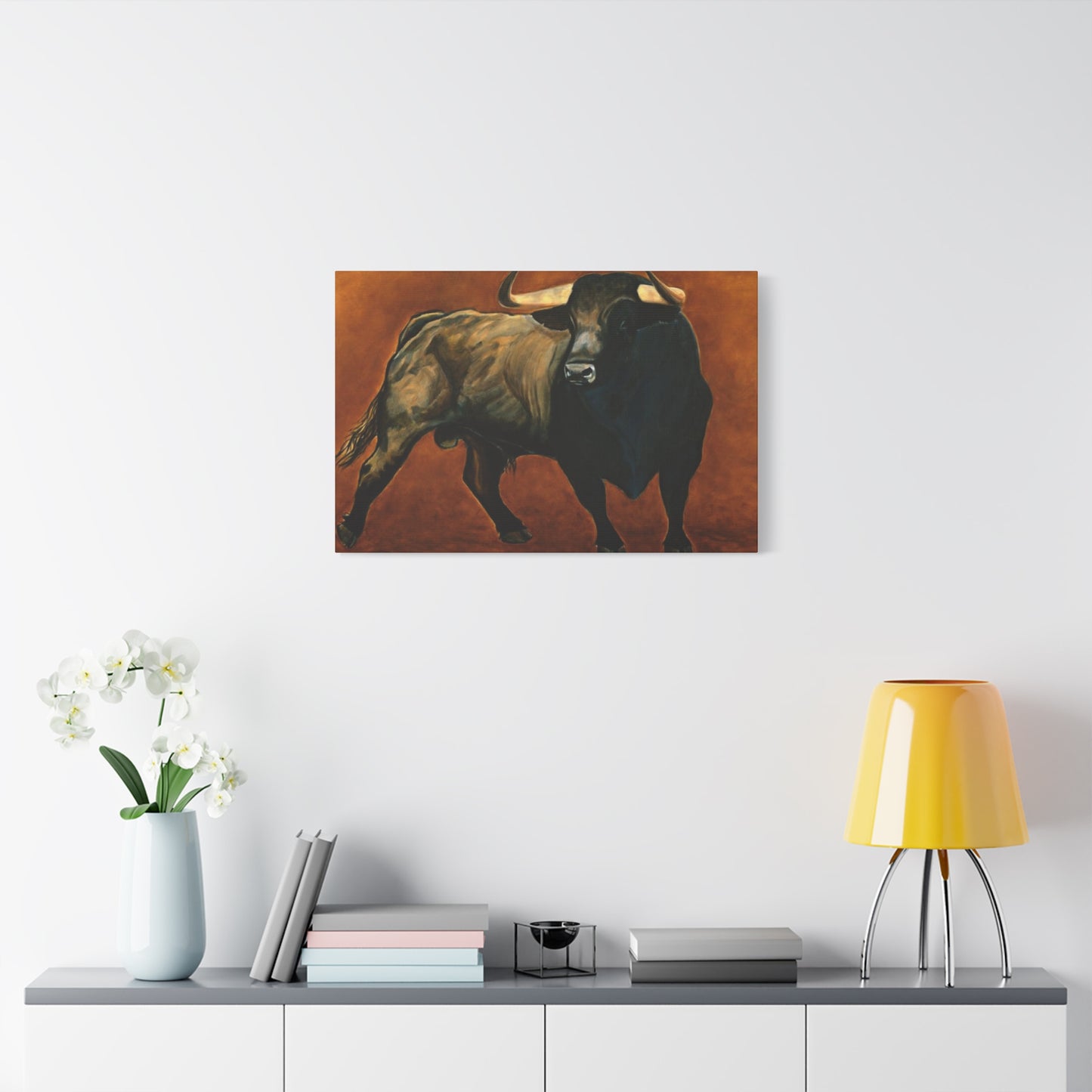 Old Hairy Black Bull Long Horns Wall Art & Canvas Prints