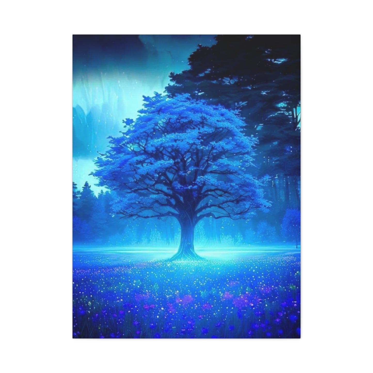 Blue Glowing Tree Wall Art & Canvas Prints