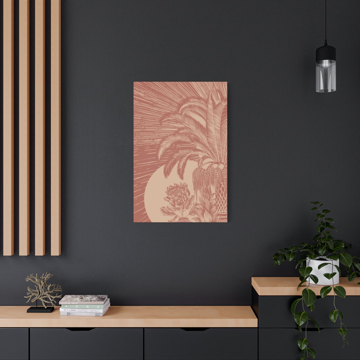 Pink Color Palm Tree Wall Art & Canvas Prints