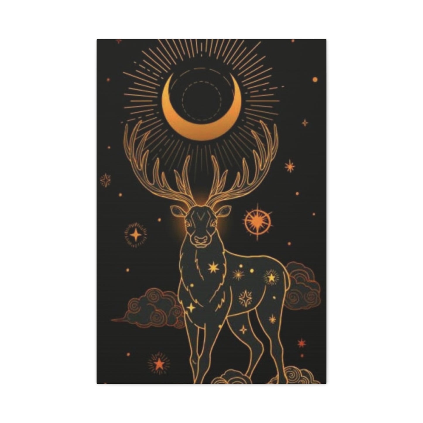 Deer with Crescent Moon Wall Art & Canvas Prints