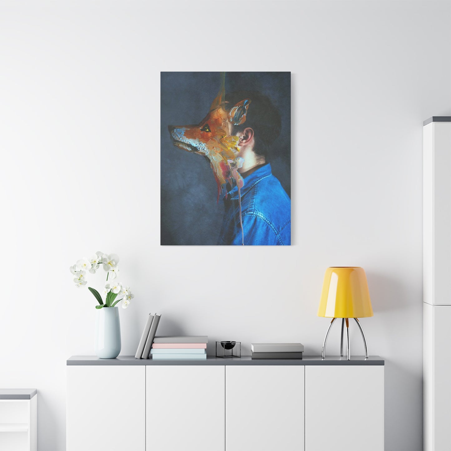 Man And Dog Painting Mixed Media Wall Art & Canvas Prints