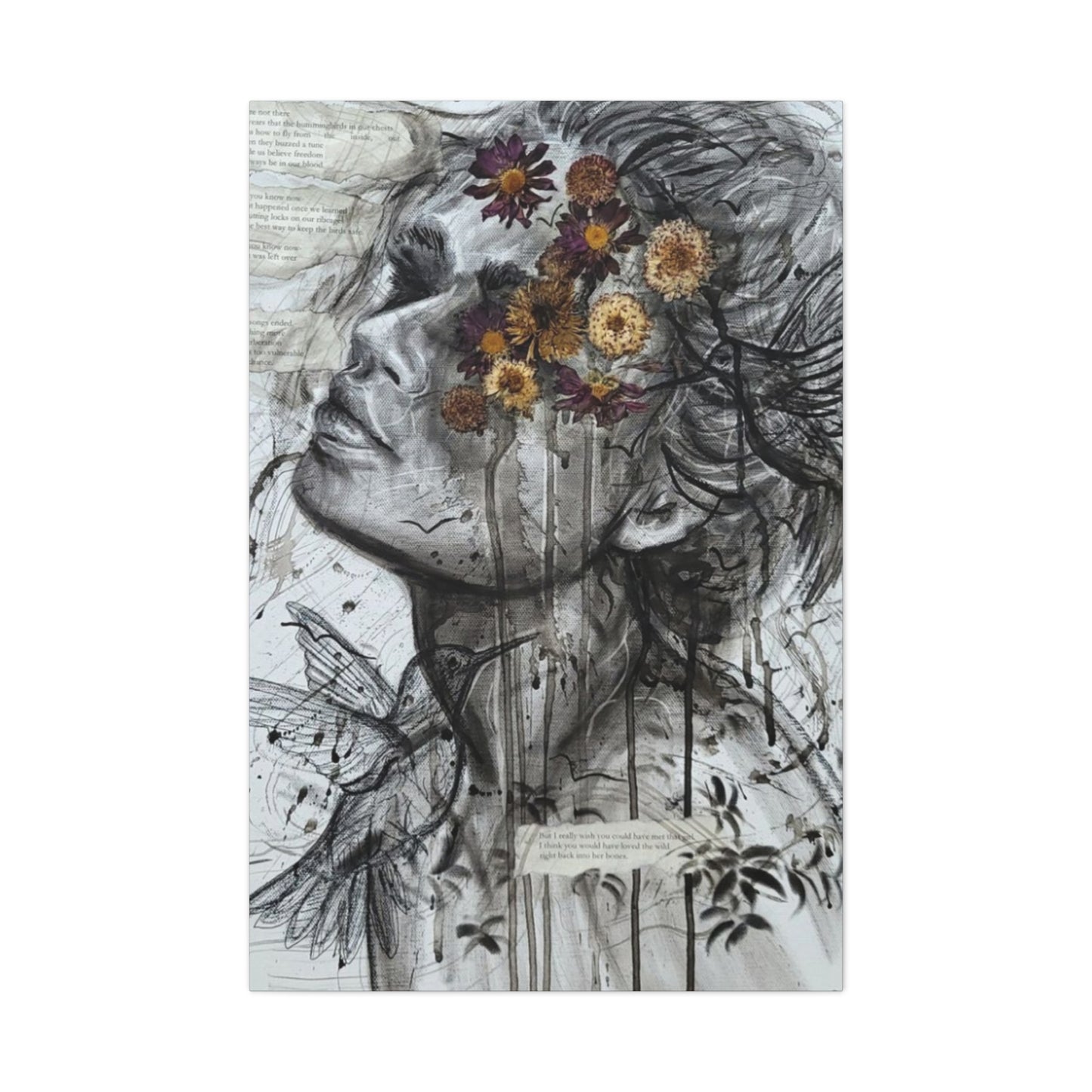 Girl And Flower Abstract Mixed Media Wall Art & Canvas Prints