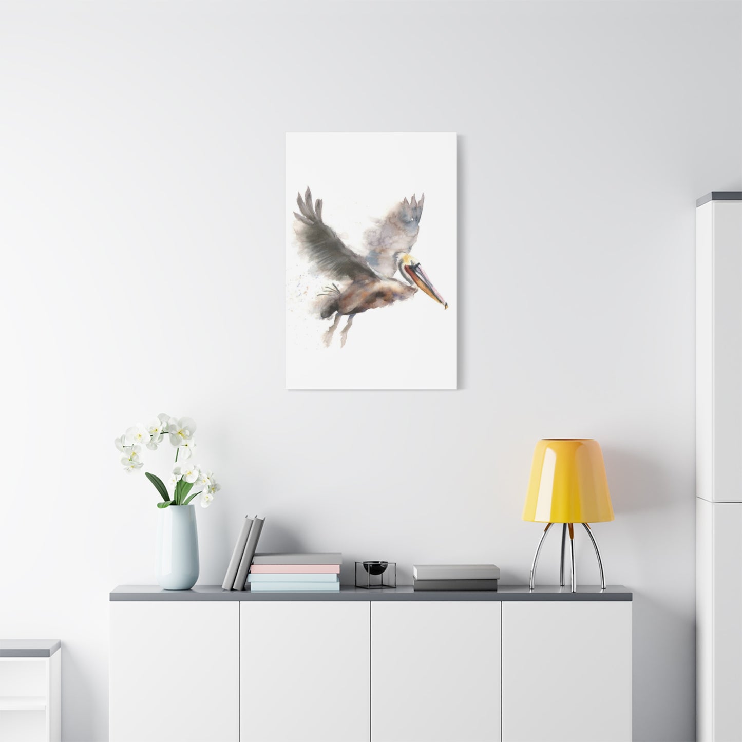 Flying Pelican Painting Wall Art & Canvas Prints