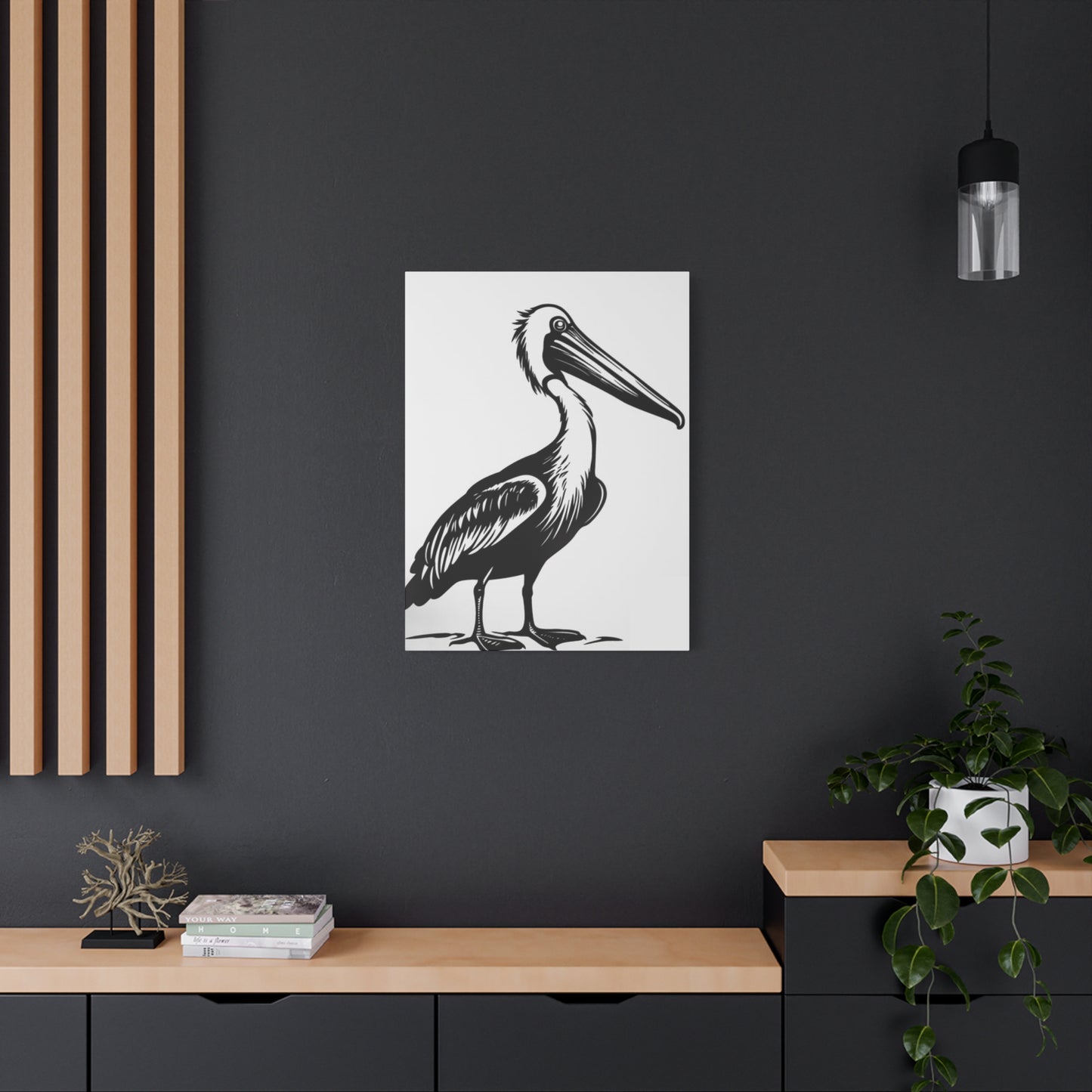 Black & White Pelican Poster Wall Art & Canvas Prints