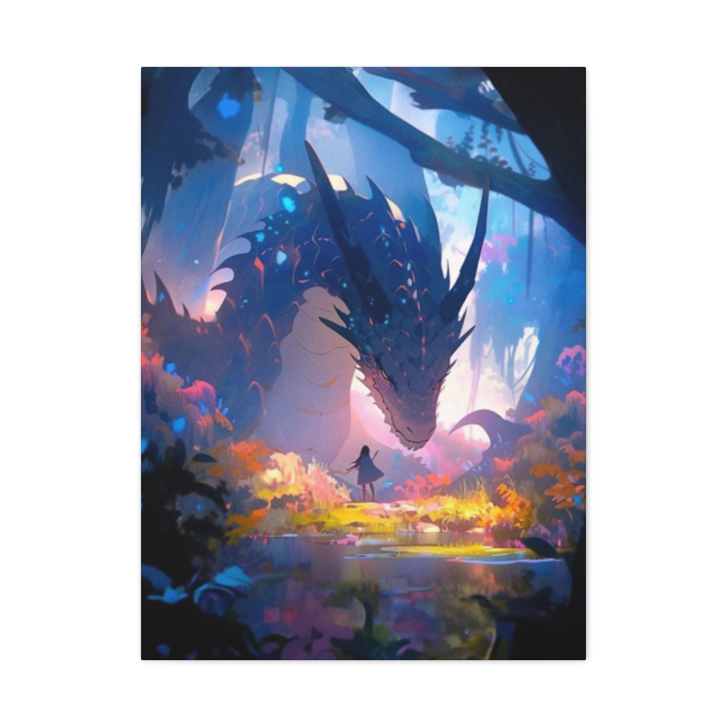 Little Girl with Dragon Wall Art & Canvas Prints