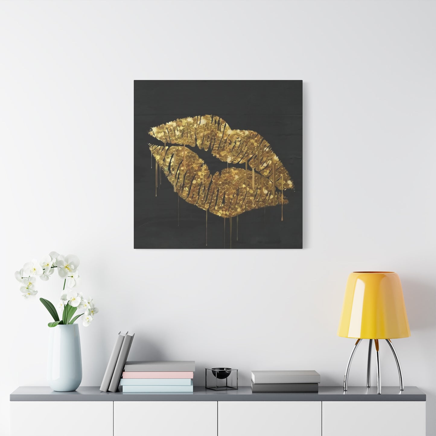 Golden Lips Wall Art & Canvas Prints