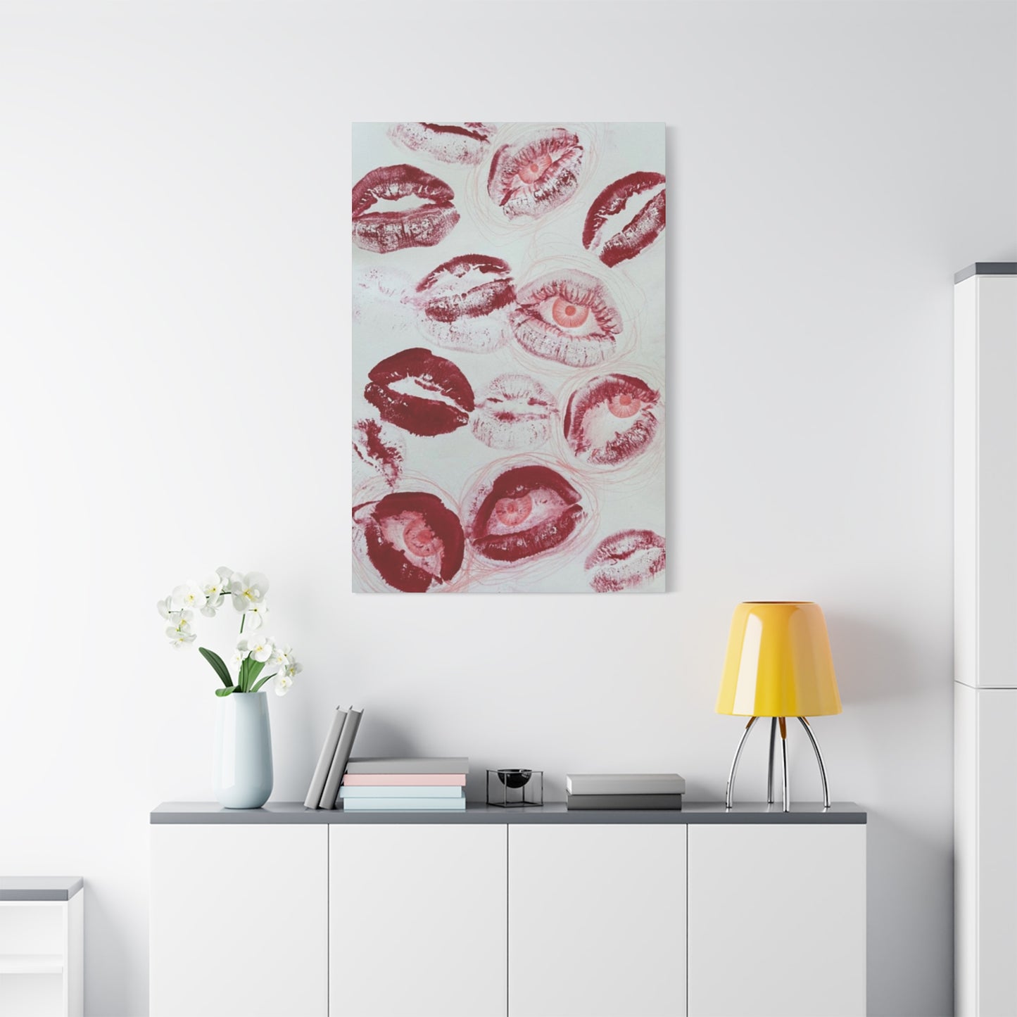 Cherry Color Lips Painting Wall Art & Canvas Prints