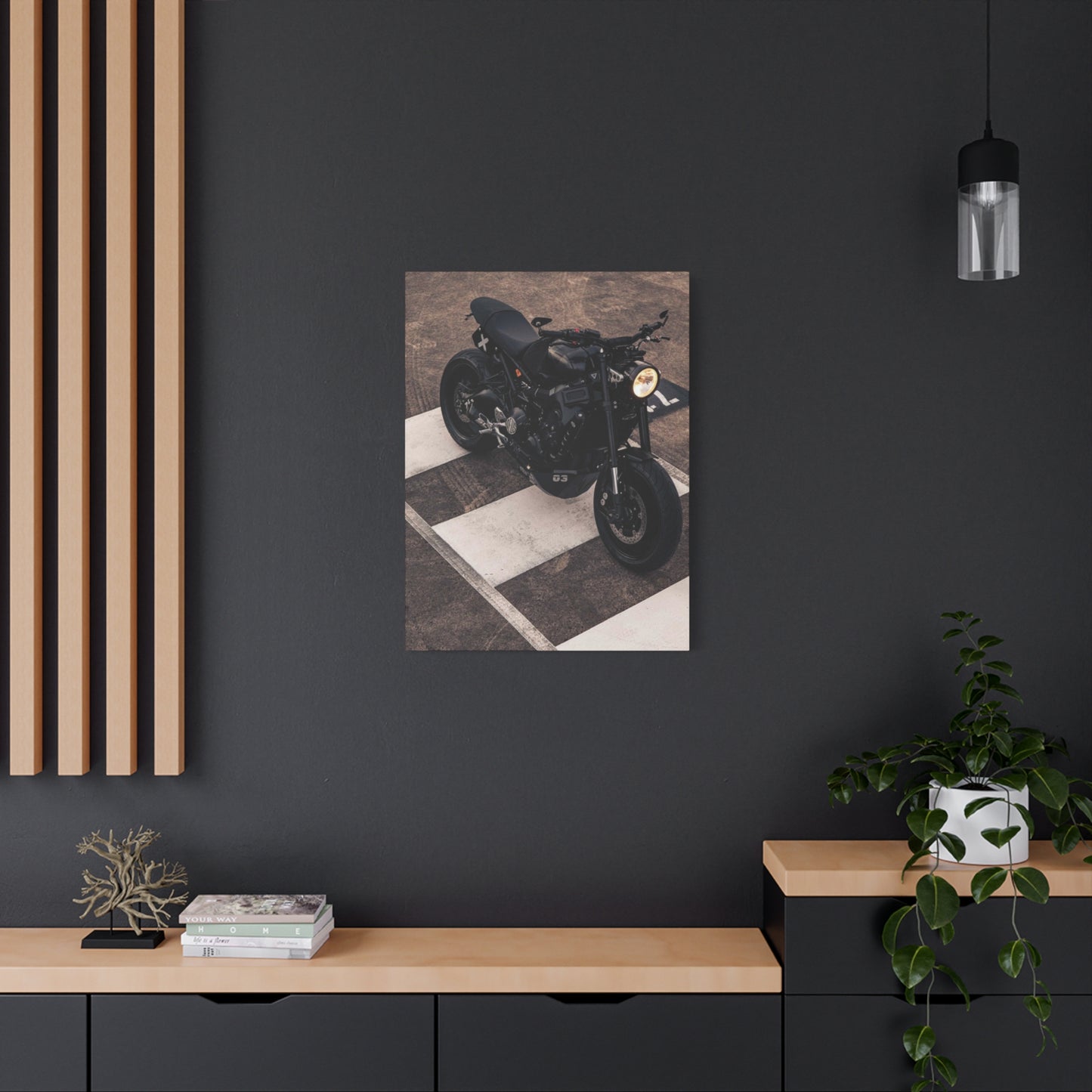 Black Cafe Racer Motorcycle Wall Art & Canvas Prints