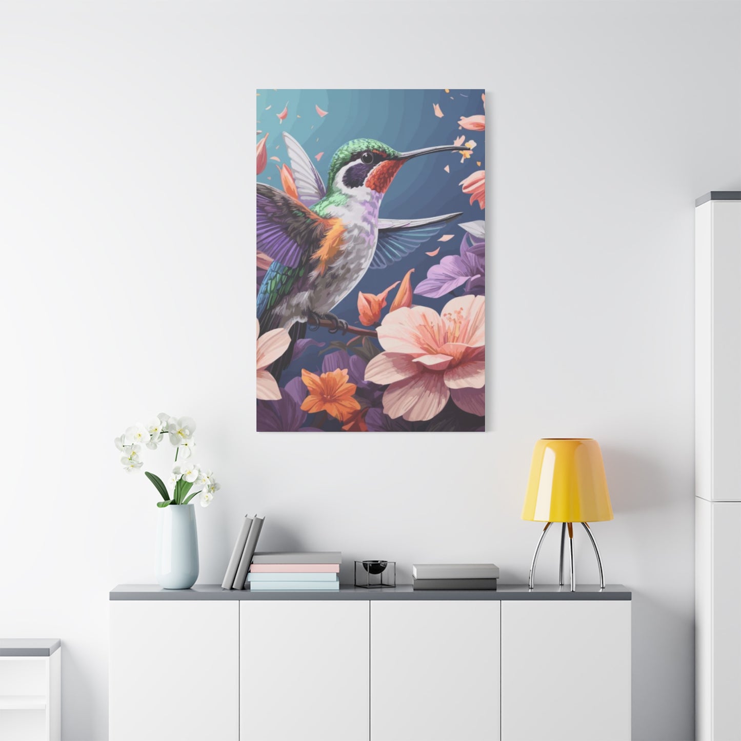 Humming Bird Closeup Painting Wall Art & Canvas Prints