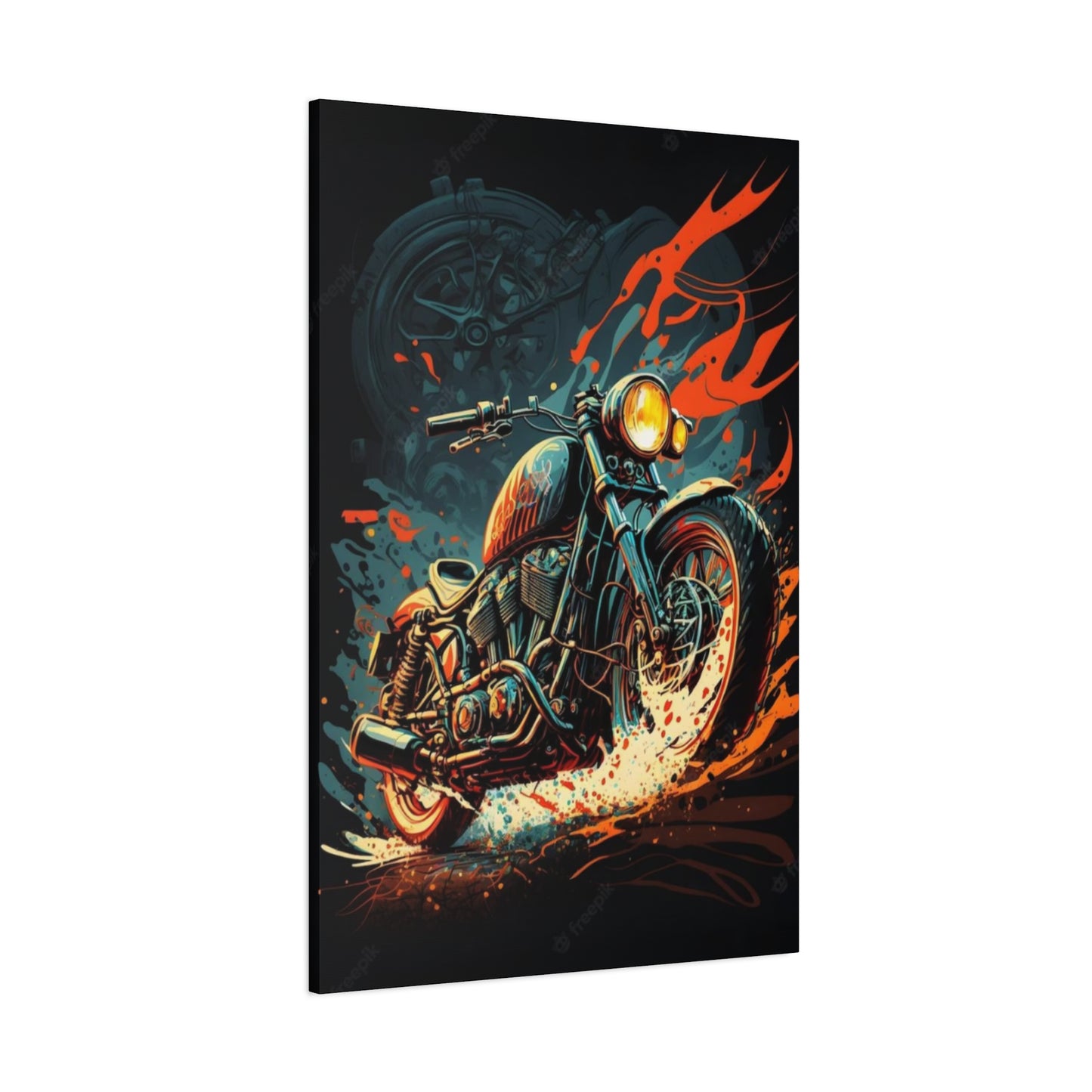 Black Ghost Rider Motorcycle Wall Art & Canvas Prints