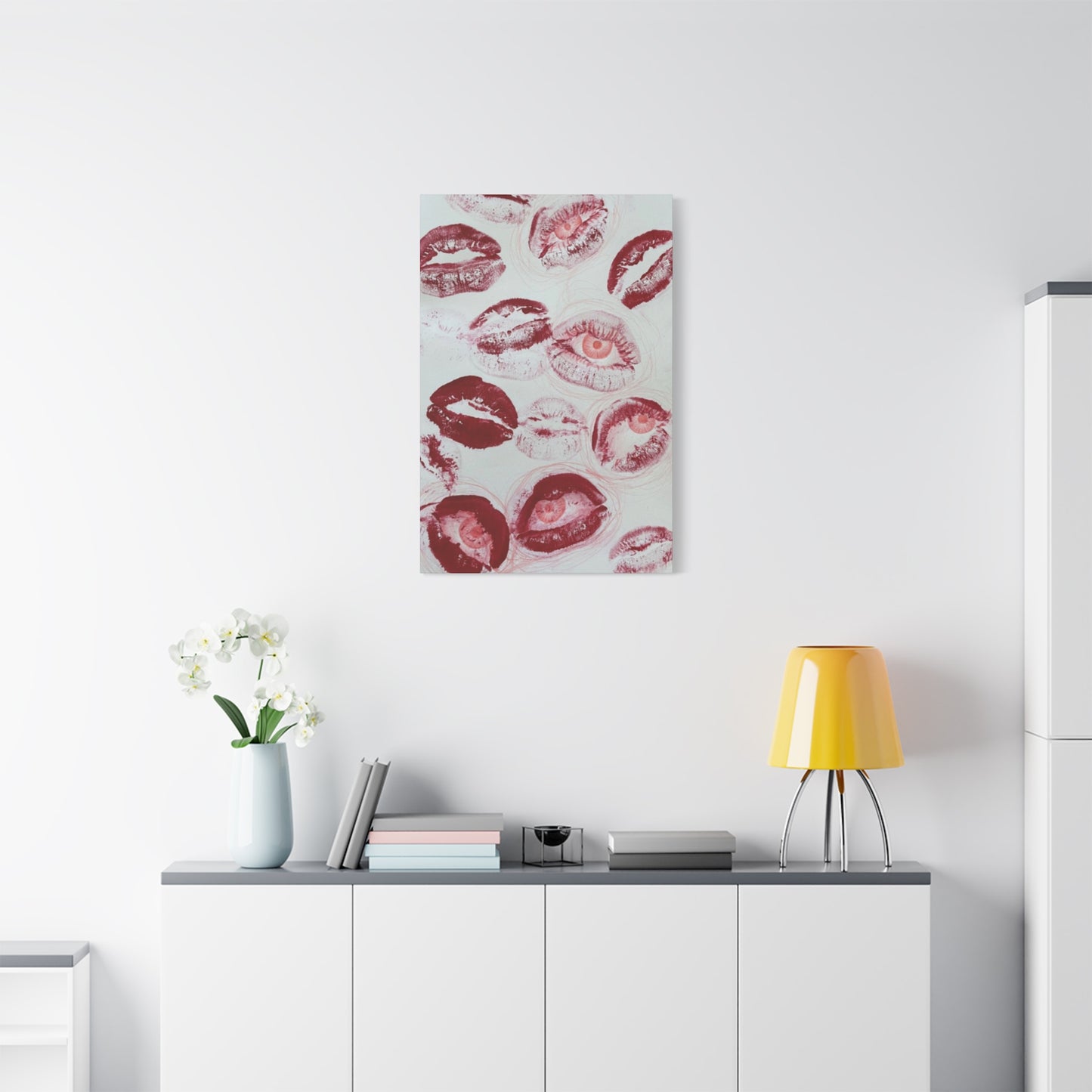 Cherry Color Lips Painting Wall Art & Canvas Prints