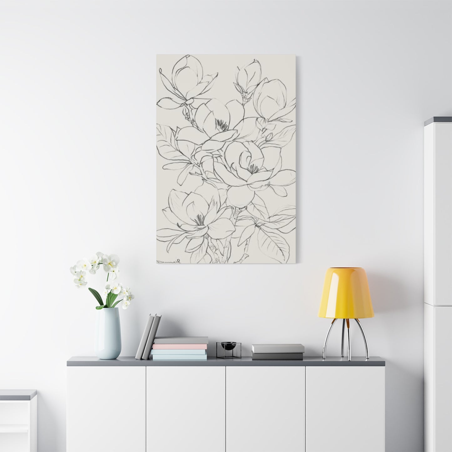 Magnolia Flower Sketch Wall Art & Canvas Prints