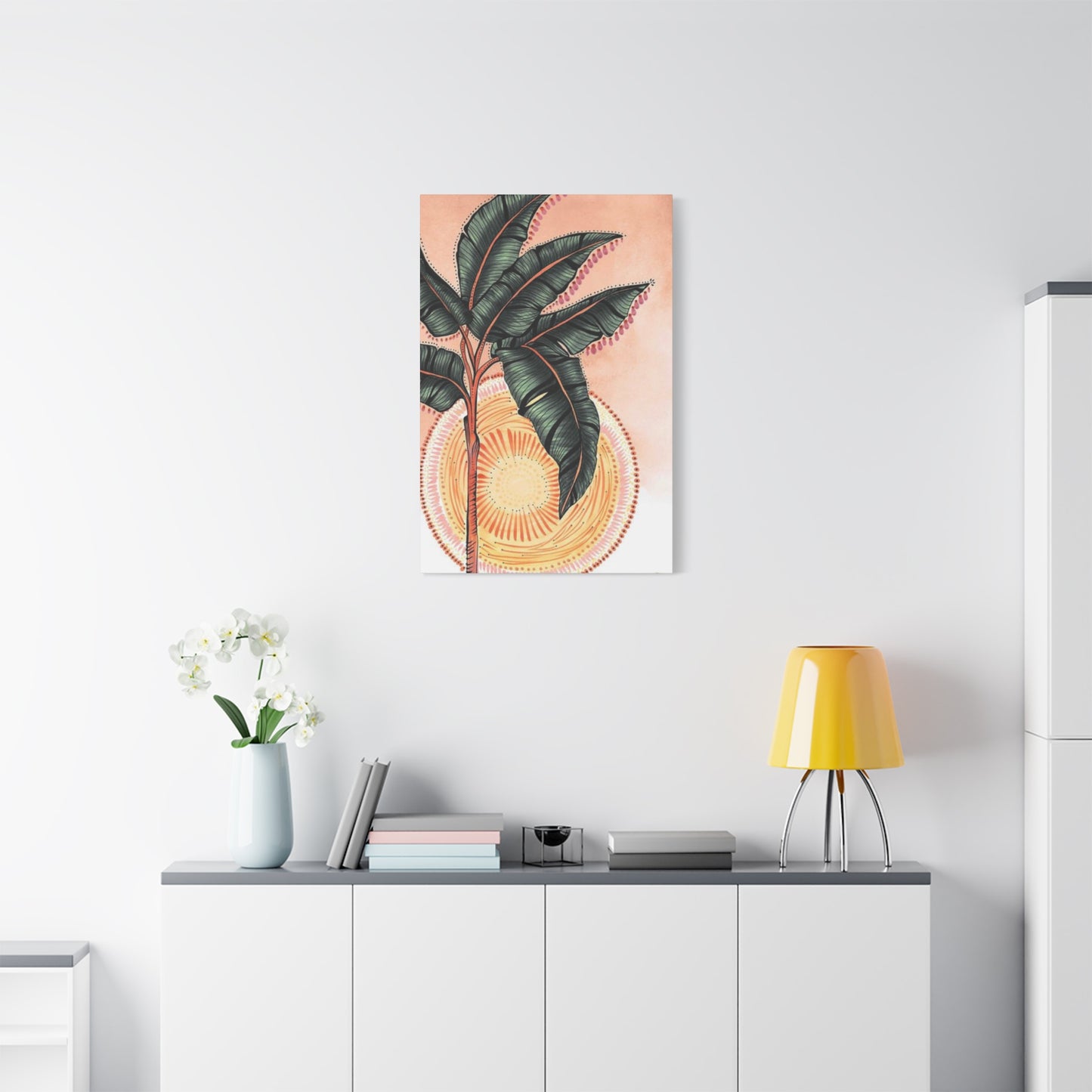 Sunset & Palm Tree Drawing Wall Art & Canvas Prints