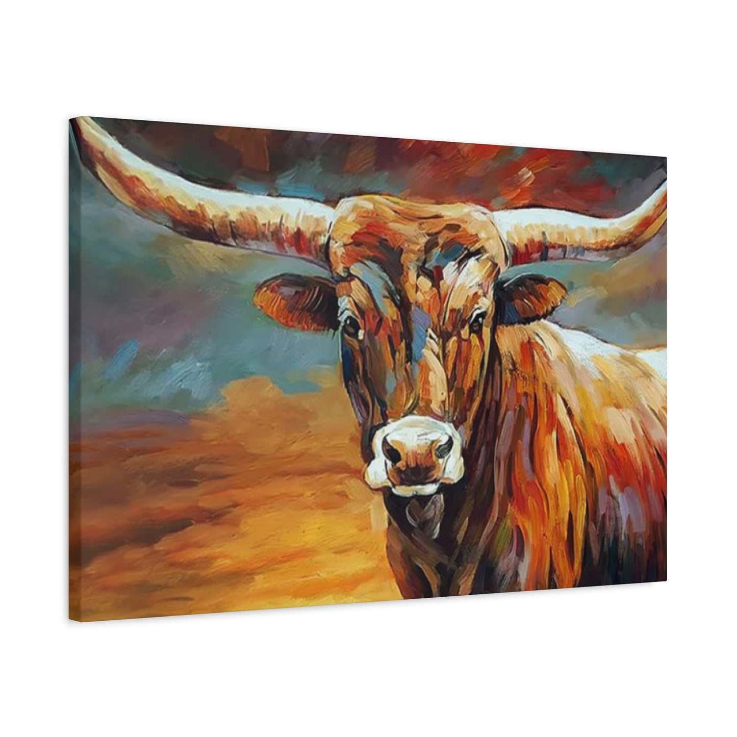 Hairy Bull Long Horns Drawing Wall Art & Canvas Prints