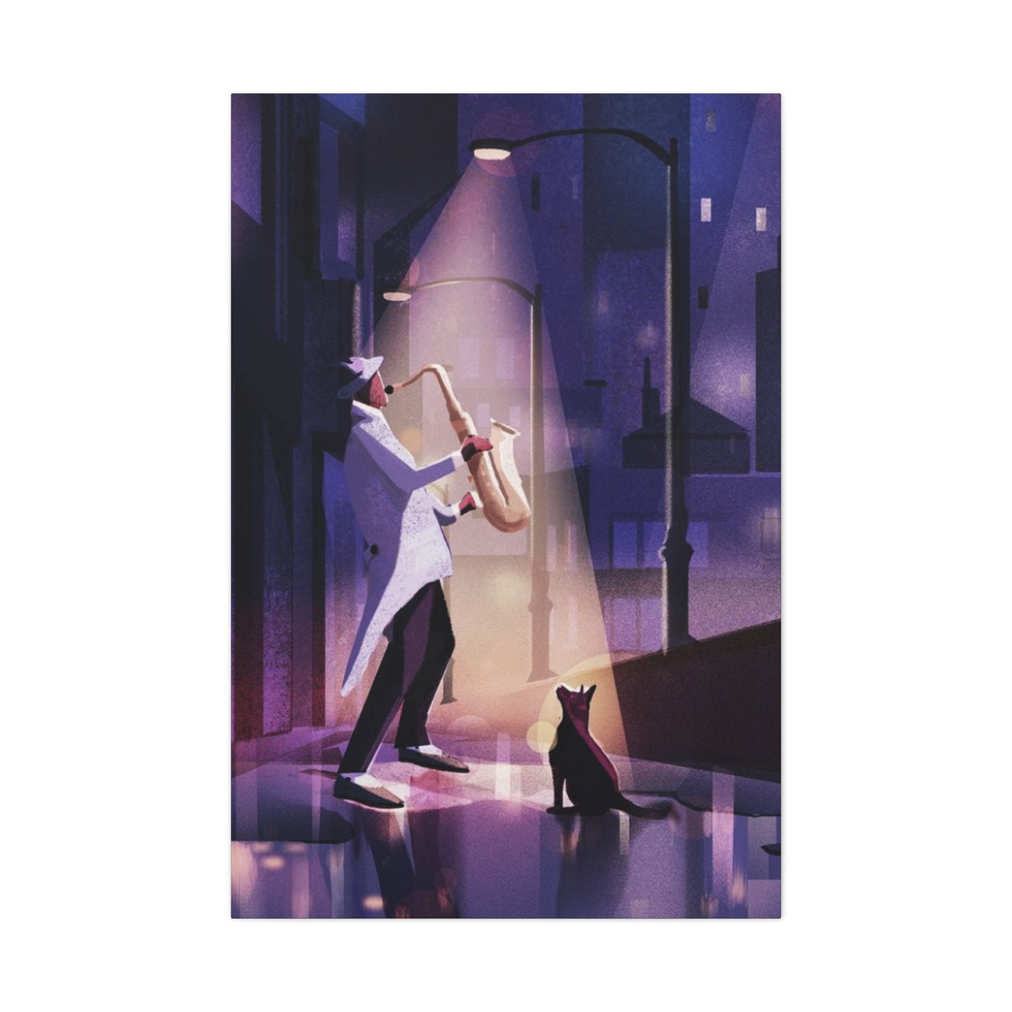 Saxophone Artist with Cat Wall Art & Canvas Prints