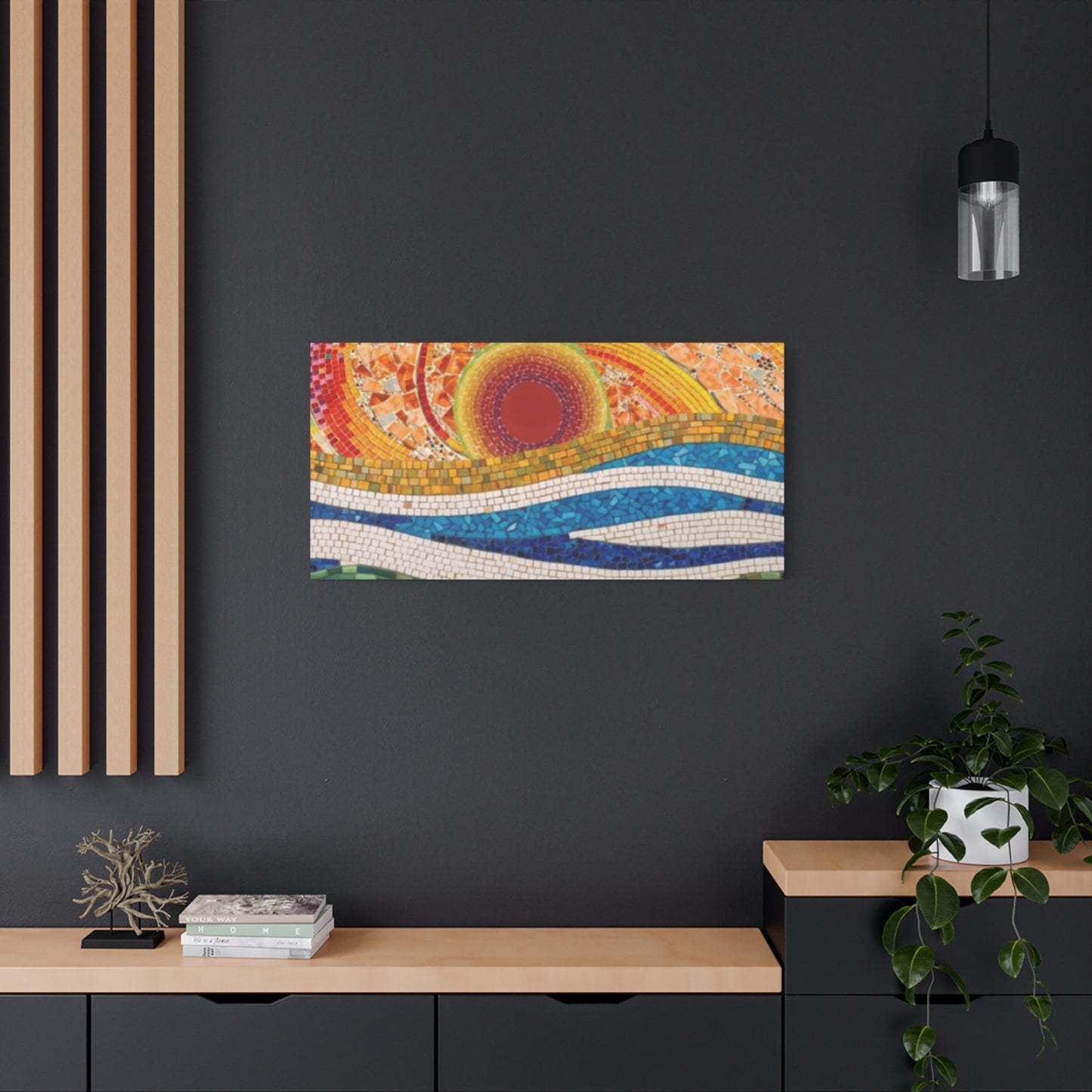 Sunset in Ocean Tiled Painting Panoramas Wall Art & Canvas Prints