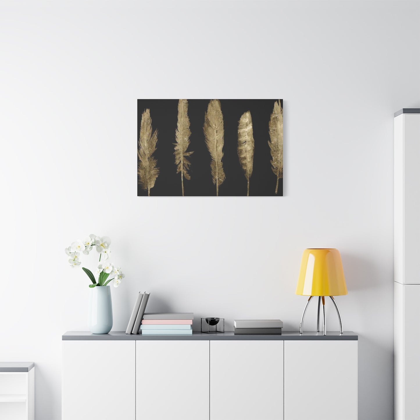 Golden Feather Wall Art & Canvas Prints