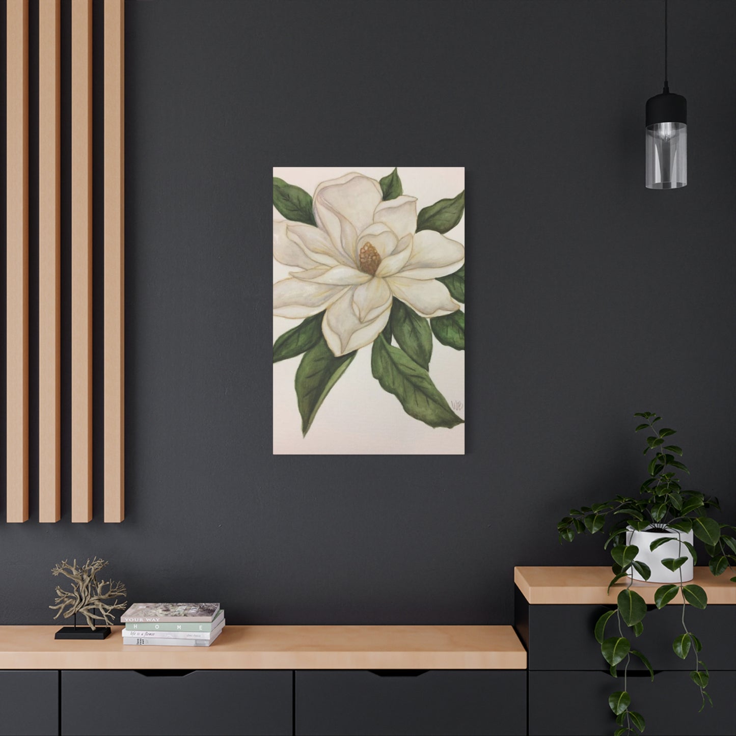 Beautiful White Magnolia Flower Drawing Wall Art & Canvas Prints