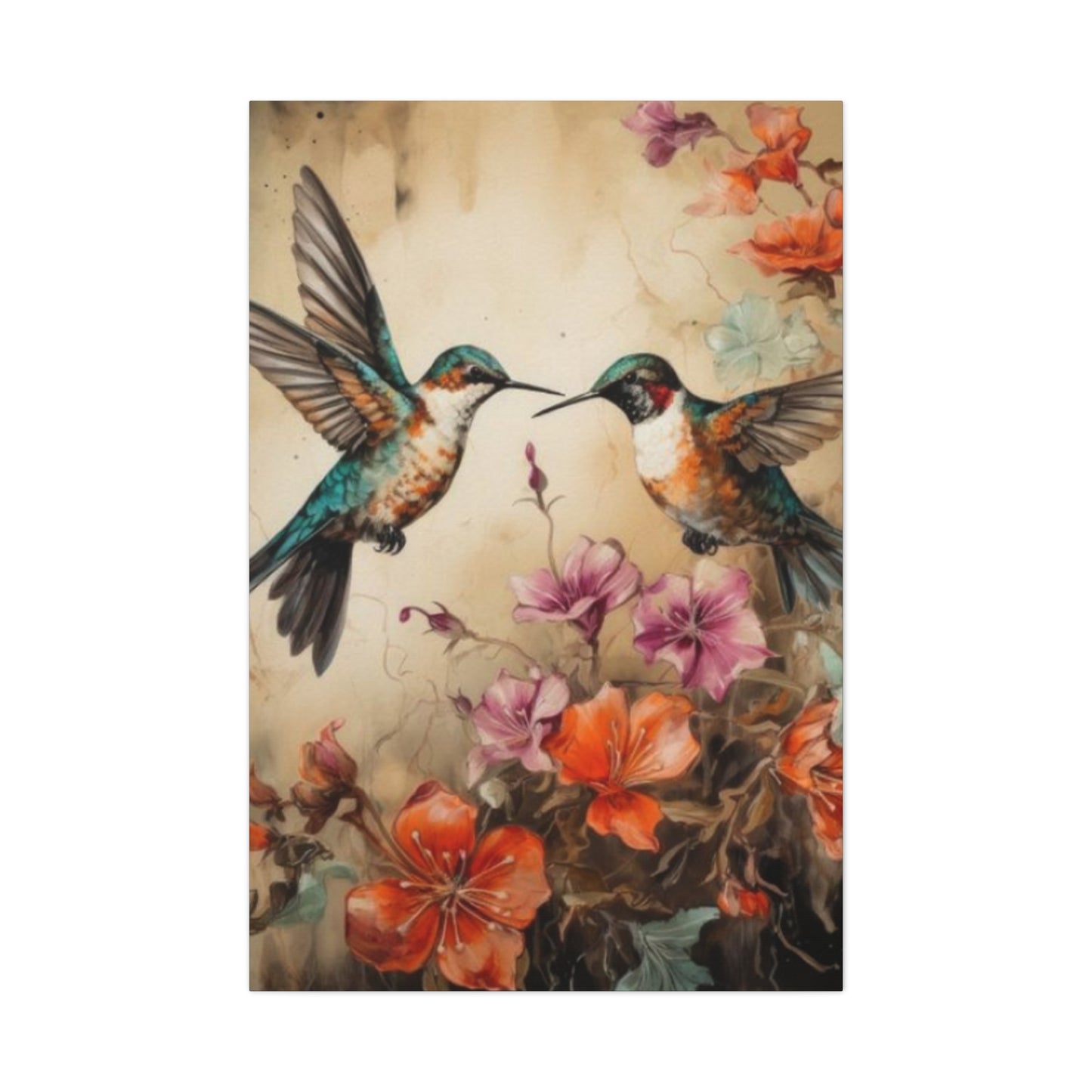 Humming Bird Couple Painting Wall Art & Canvas Prints