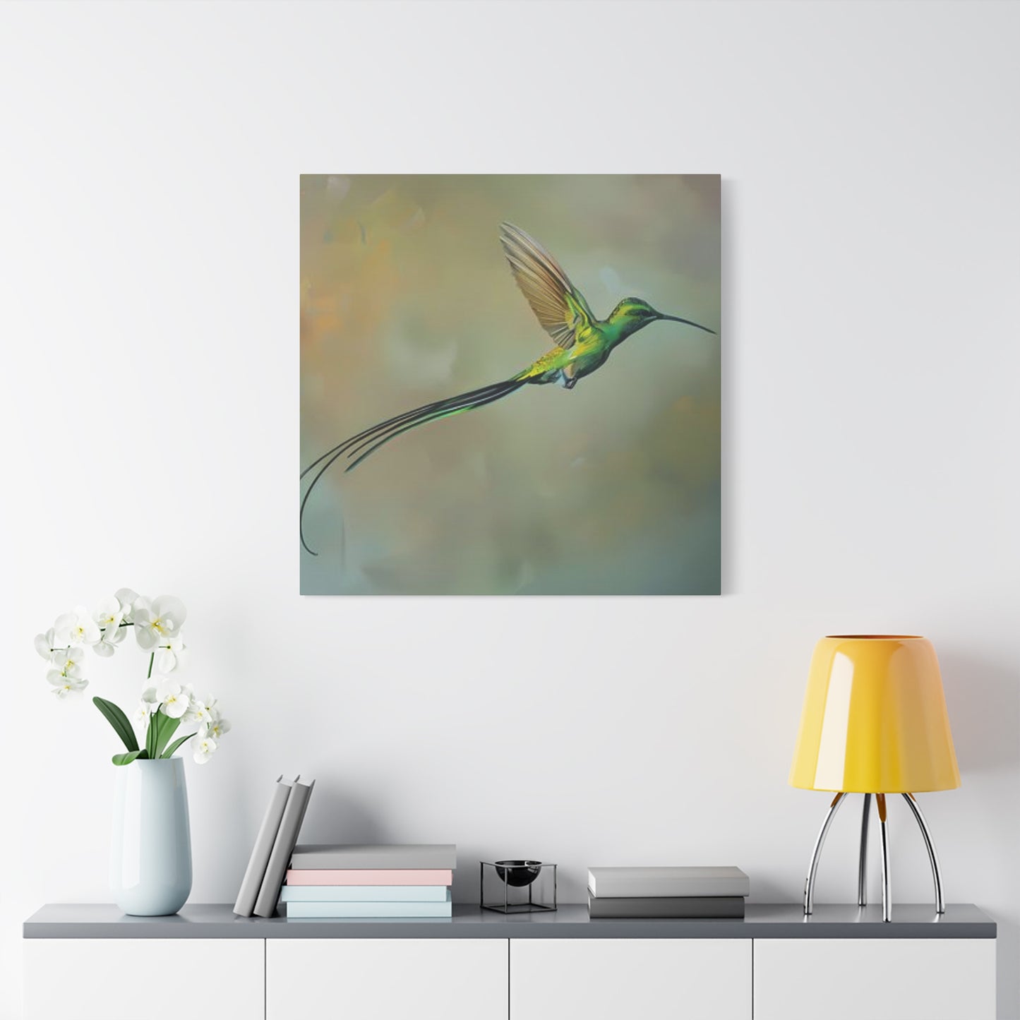 Long Tail Humming Bird Painting Wall Art & Canvas Prints