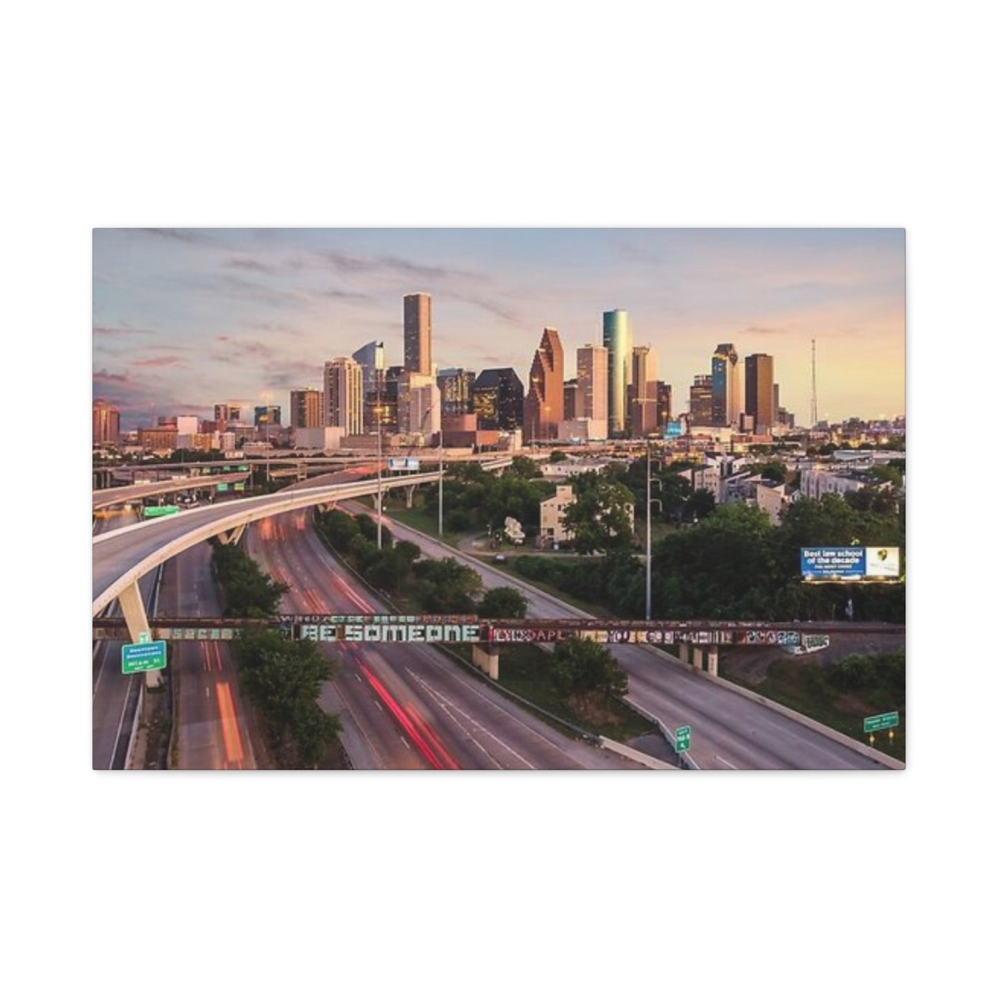 Highway In Houston Skyline Wall Art & Canvas Prints