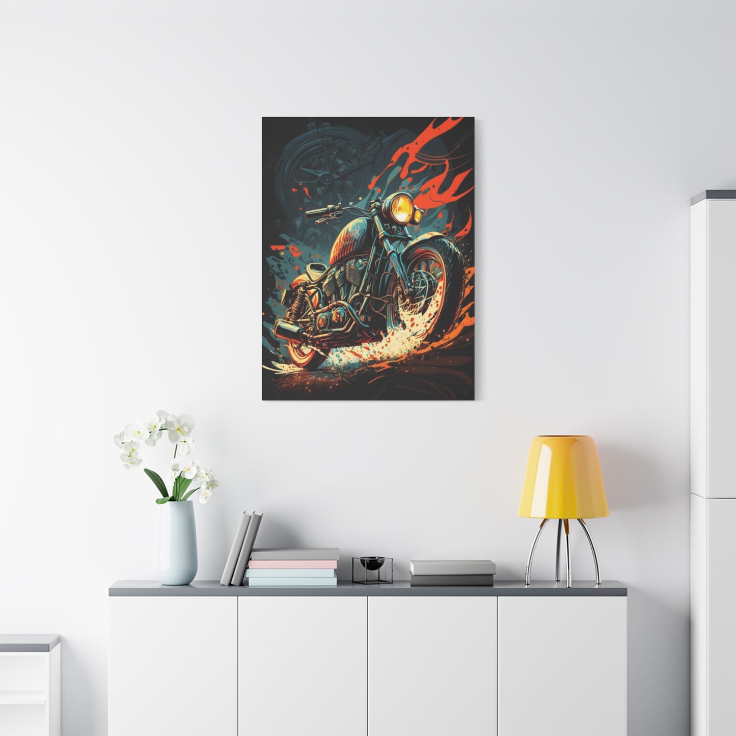 Black Ghost Rider Motorcycle Wall Art & Canvas Prints