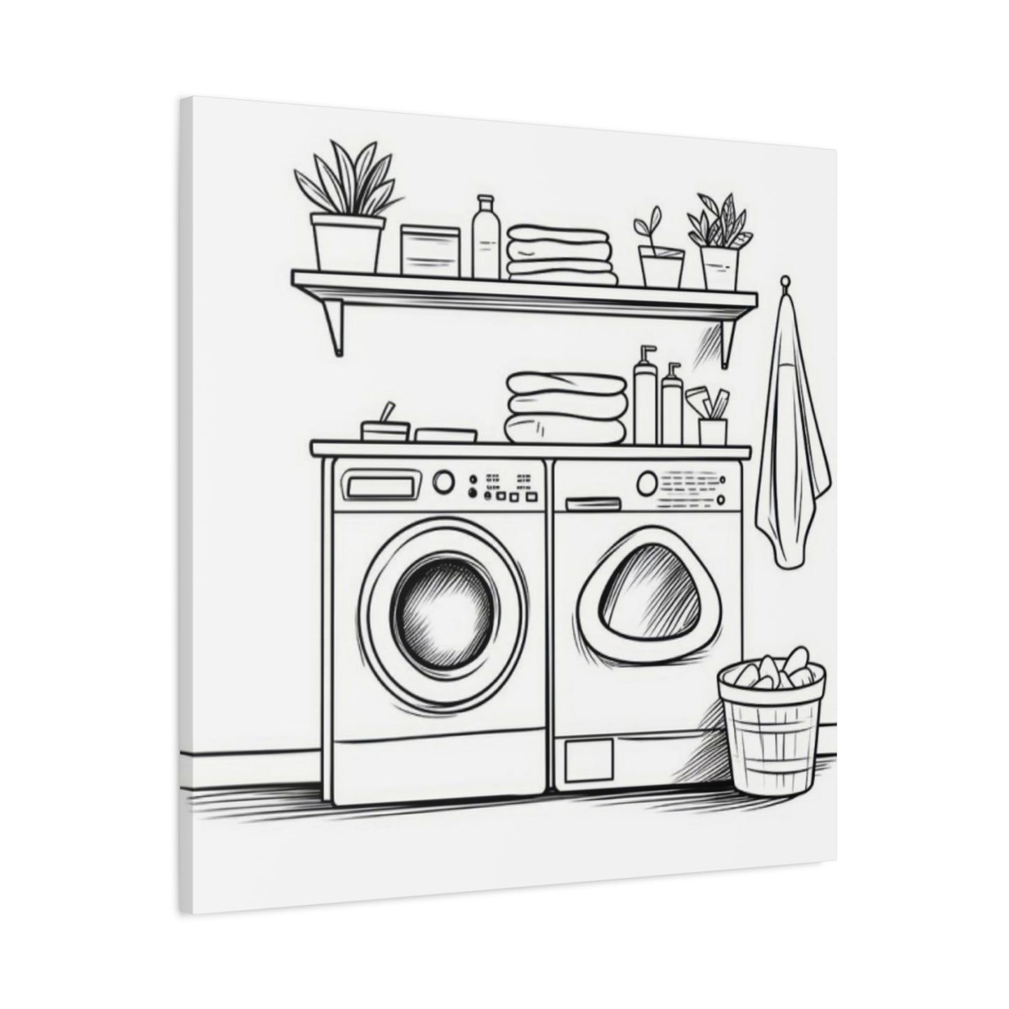 Washer Dryer Drawing Laundry Wall Art & Canvas Prints