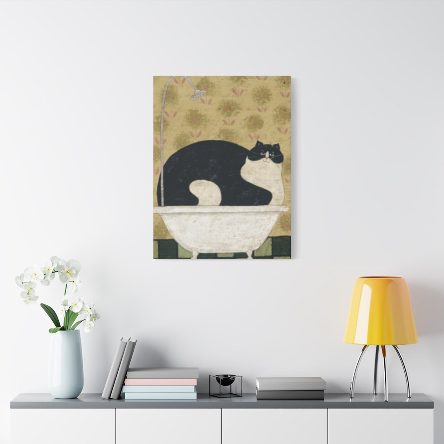 Fat Cat Taking A Bathe Kimble Warren Wall Art & Canvas Prints