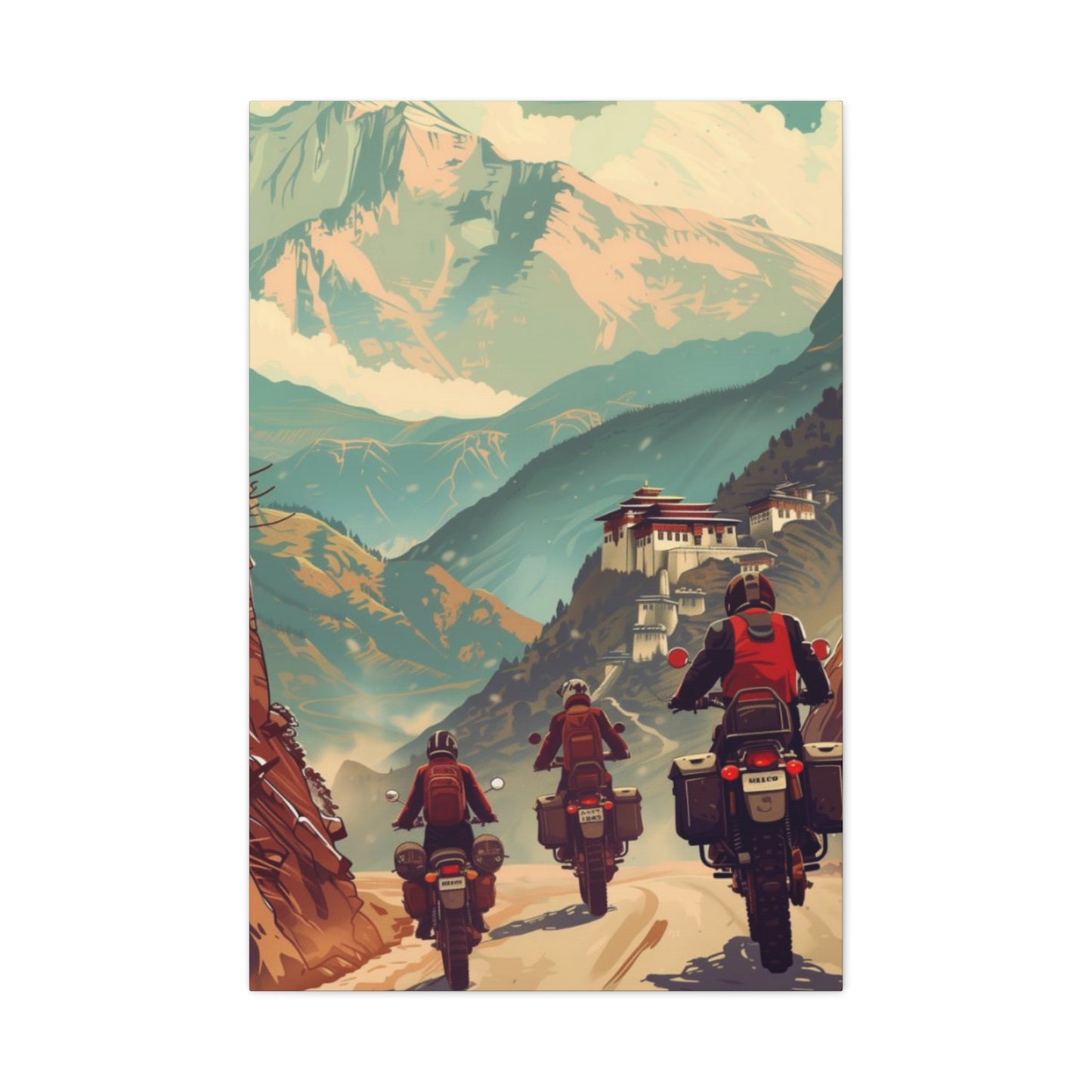 Bike Travelling In Mountains Motorcycle Wall Art & Canvas Prints