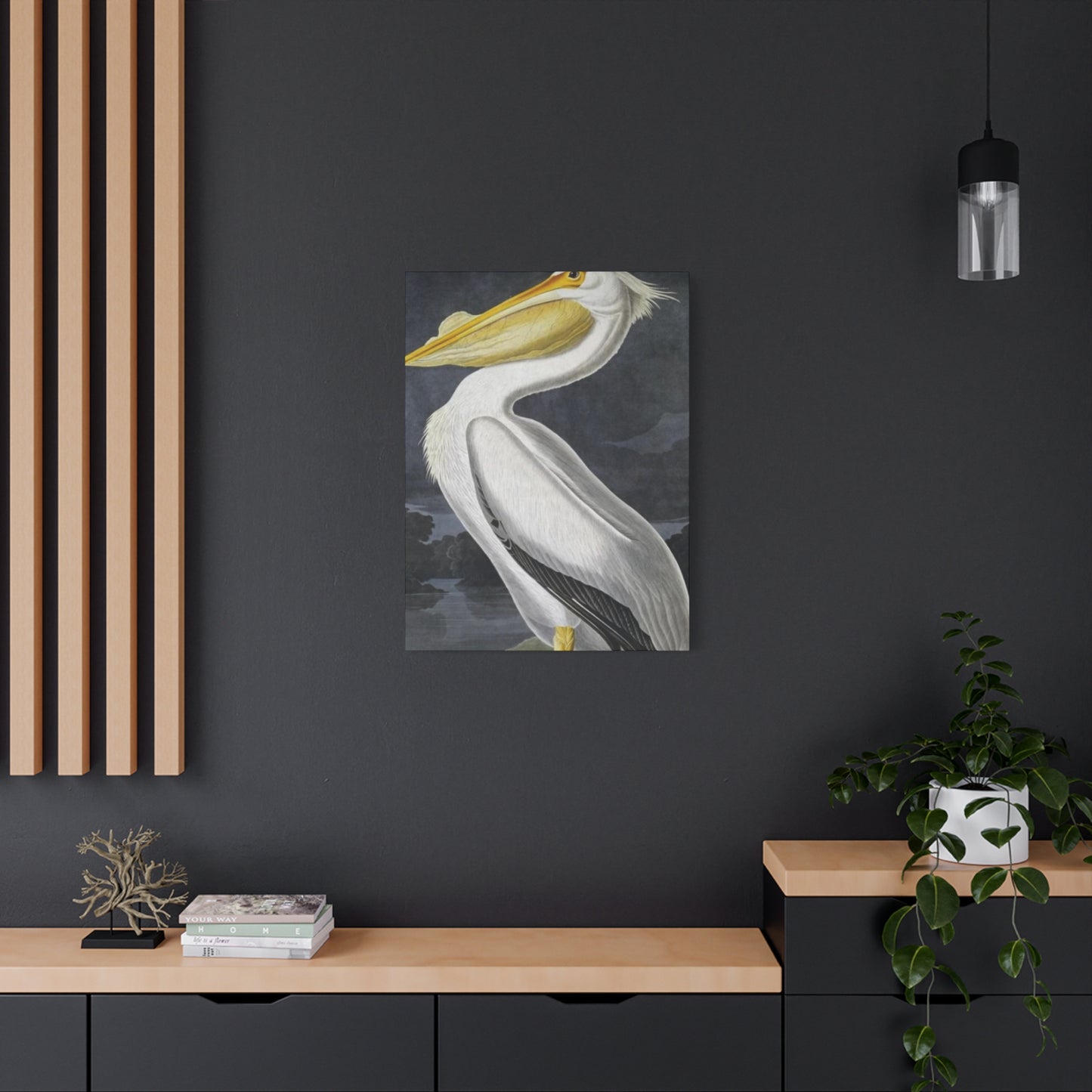 Long Fat Beak Pelican Candid Drawing Wall Art & Canvas Prints