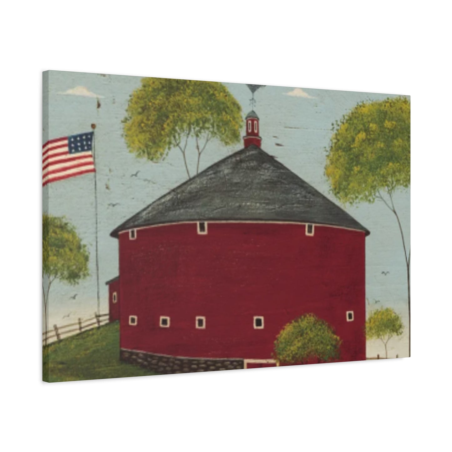 Red House And Flag Kimble Warren Wall Art & Canvas Prints