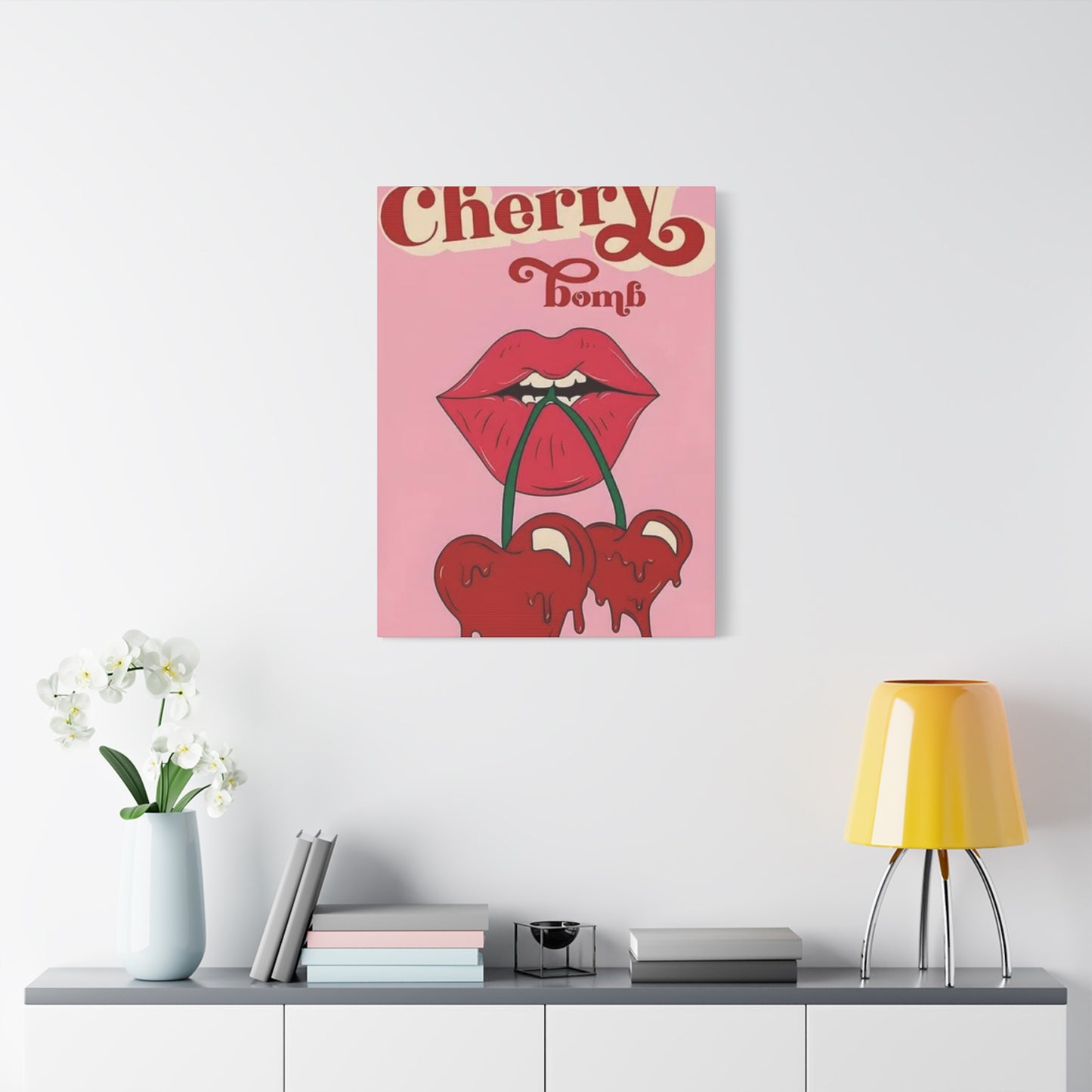 Cherry Bomb Lips Painting Wall Art & Canvas Prints