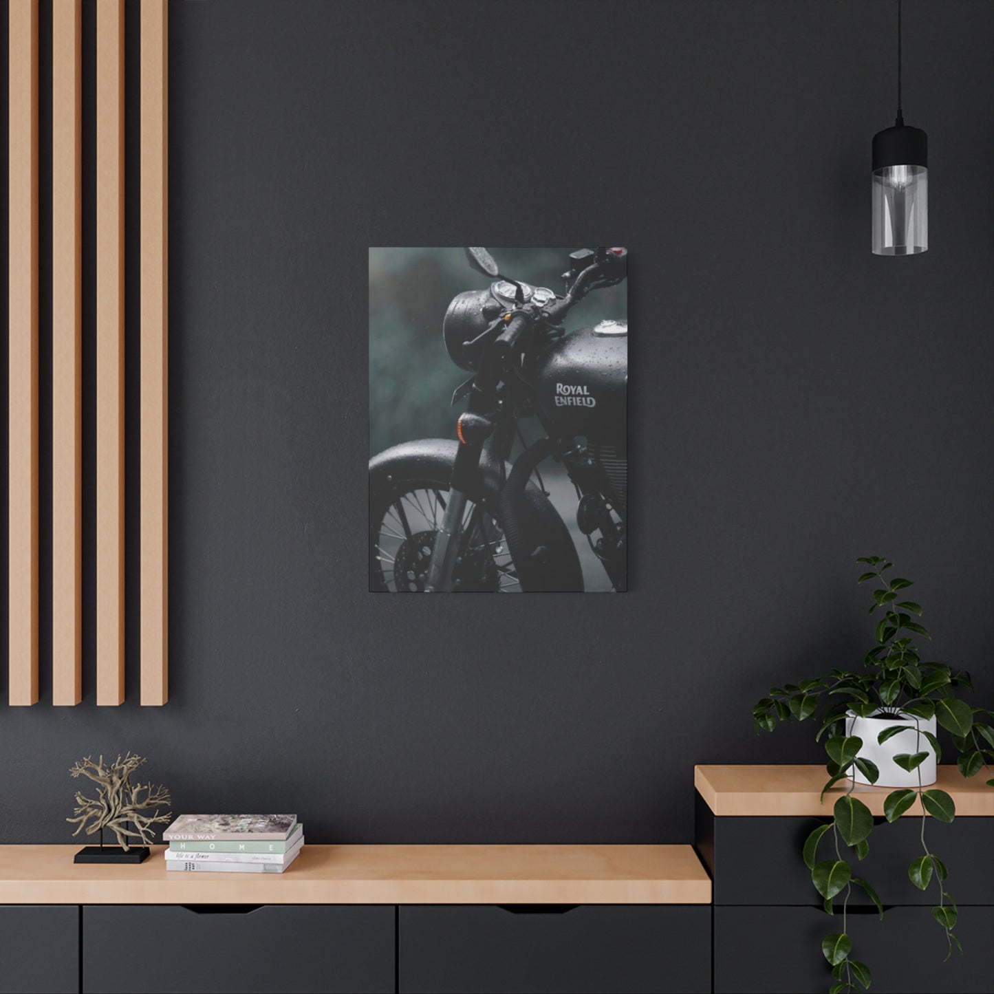 Black Royal Enfield Motorcycle Wall Art & Canvas Prints