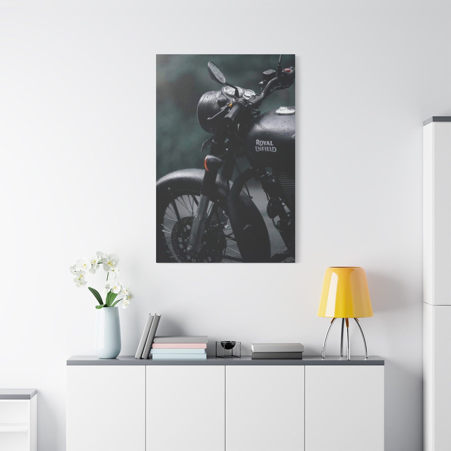 Black Royal Enfield Motorcycle Wall Art & Canvas Prints