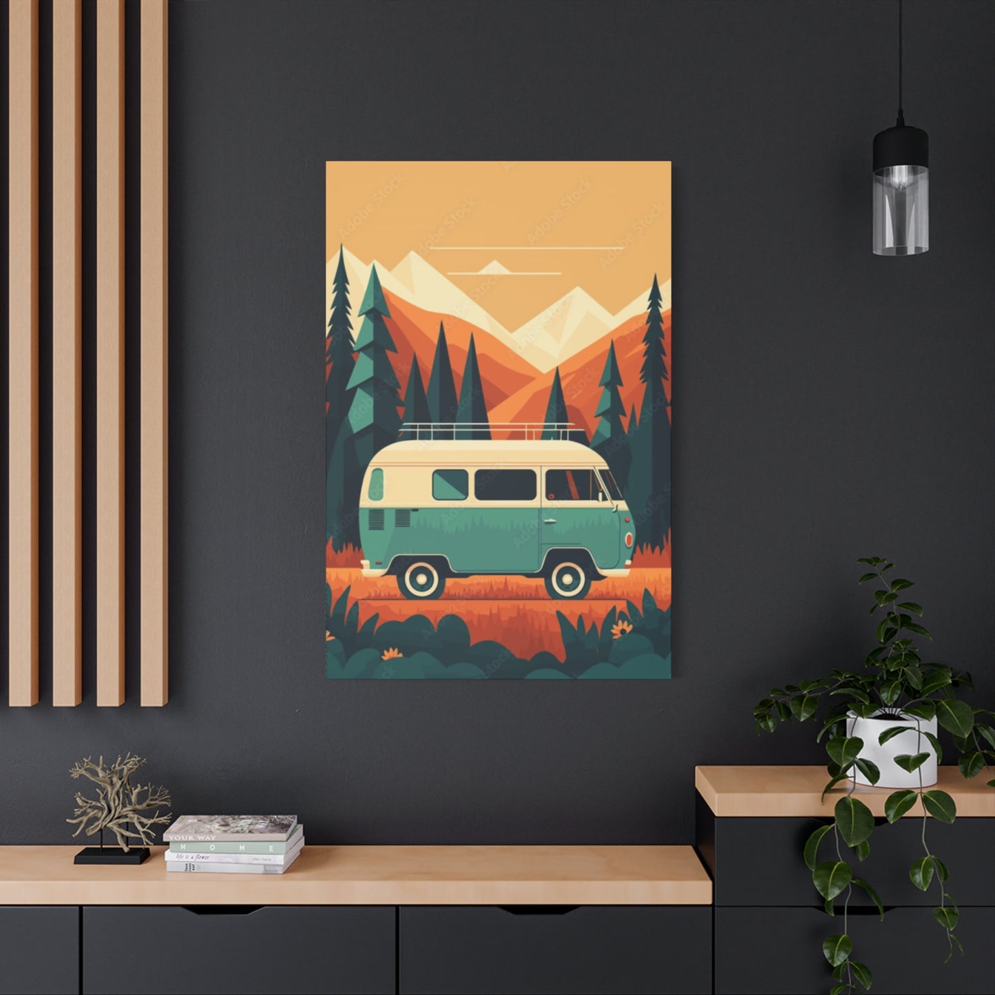 Camper Van in National Park Wall Art & Canvas Prints