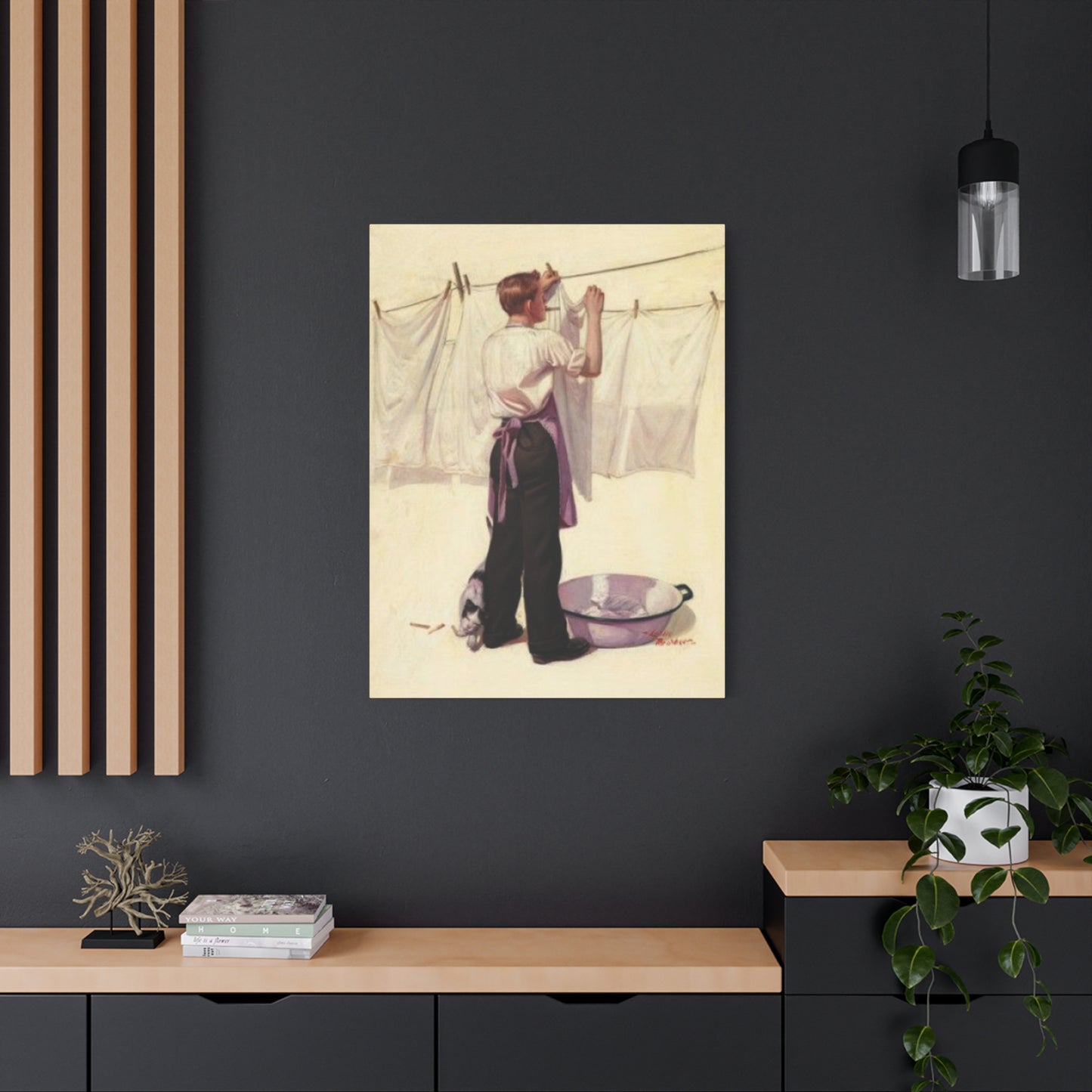 Men Clothes Drying On Rope Laundry Wall Art & Canvas Prints