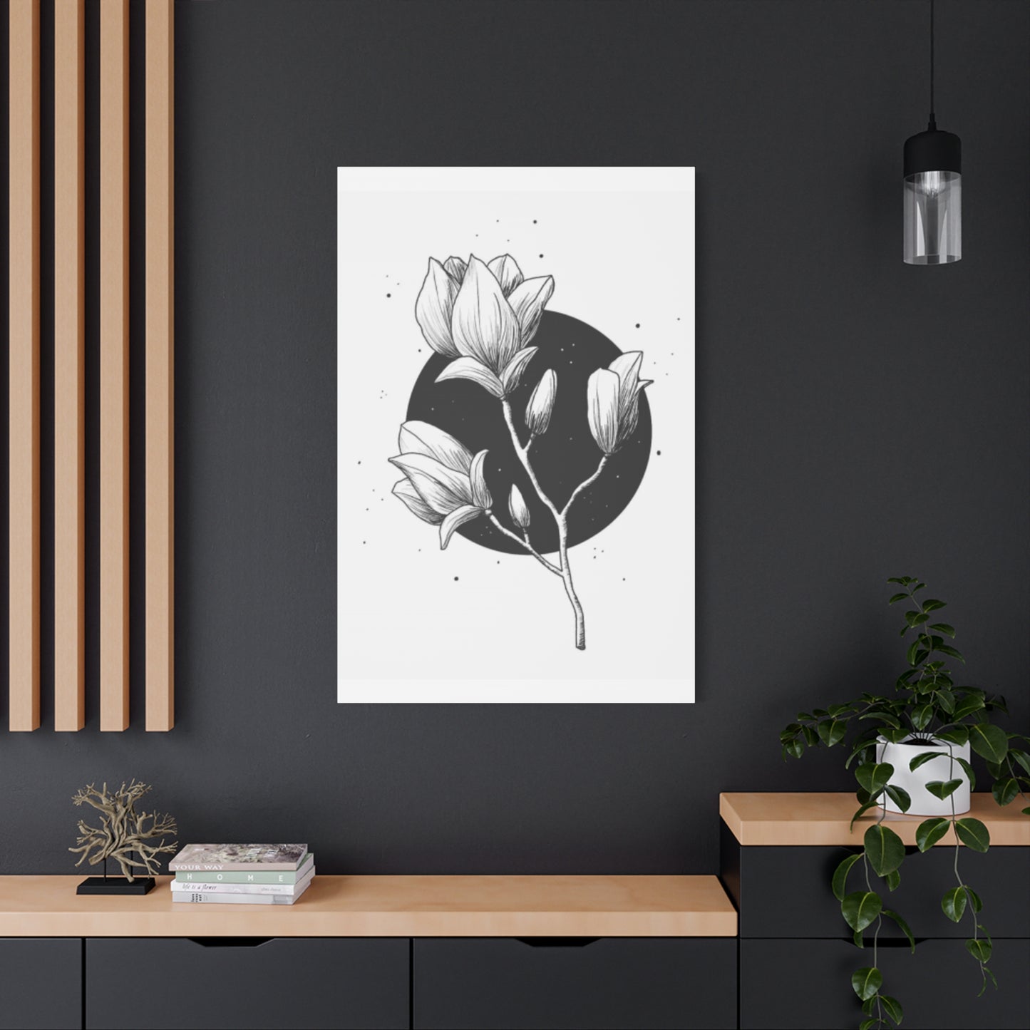 Beautiful Monochrome Magnolia Flower Plant Wall Art & Canvas Prints