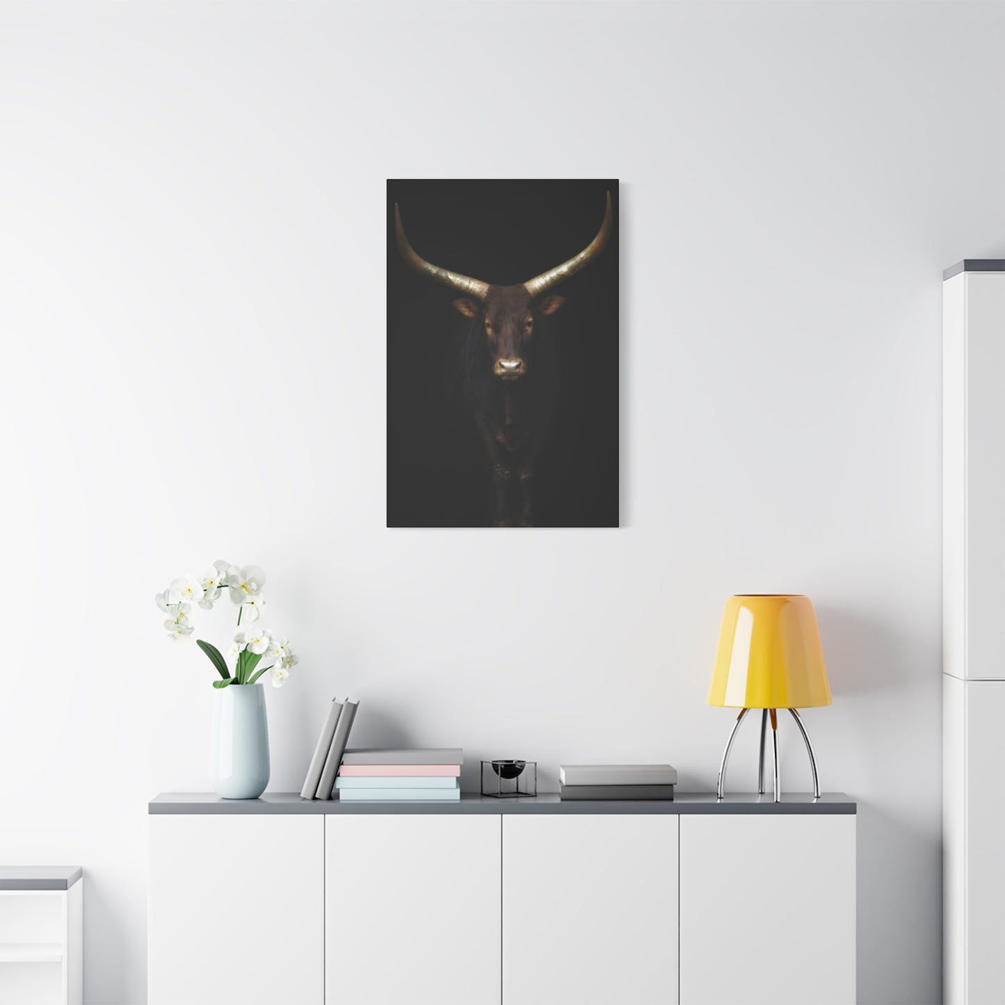 Wild Black Buffalo Longhorn Photos Wall Art & Canvas Prints