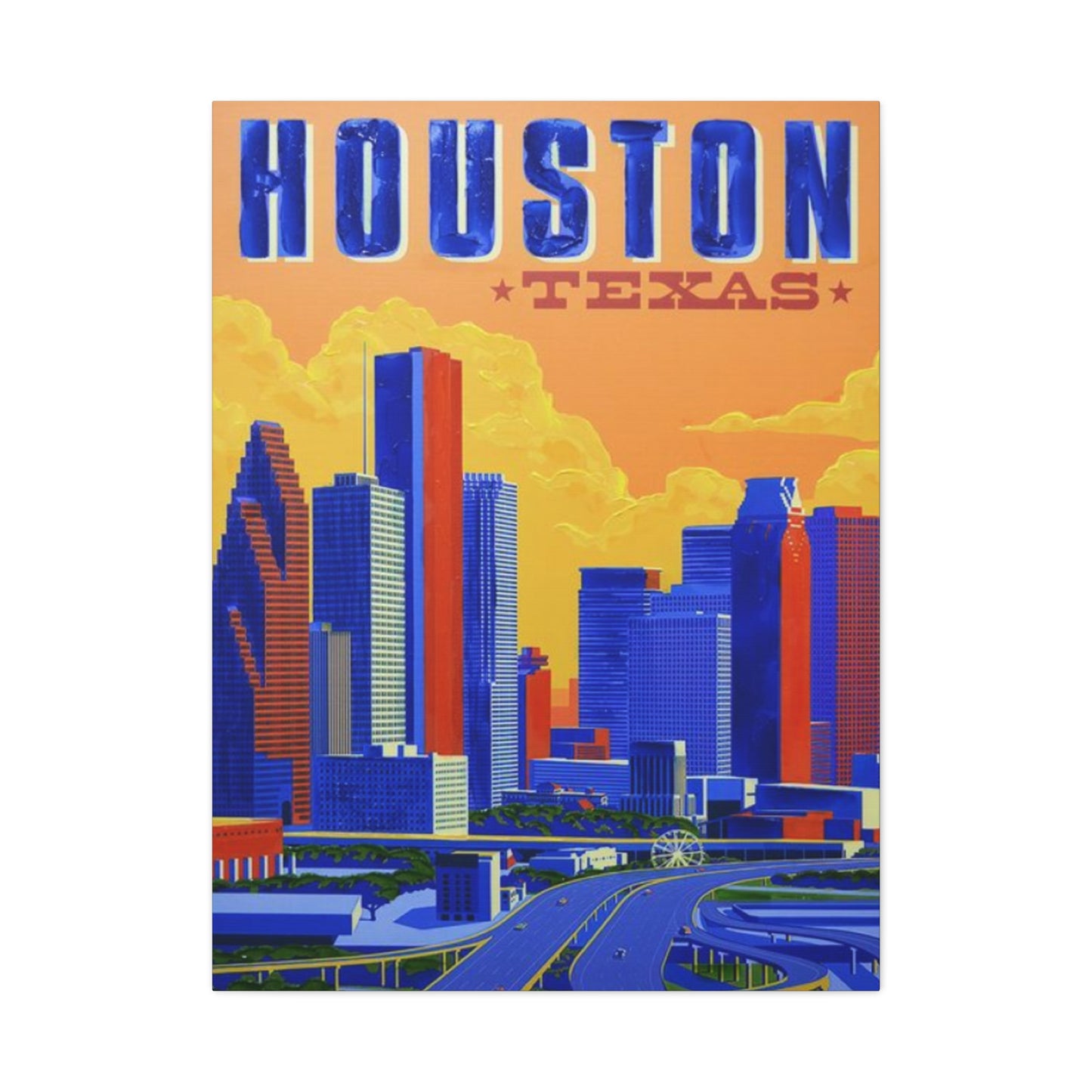 Colorful Houston Skyline Painting Wall Art & Canvas Prints