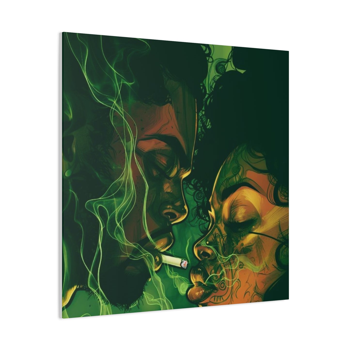 Couple With Joint Marijuana Wall Art & Canvas Prints