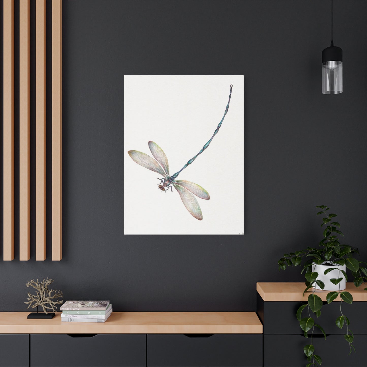 Long Blue Tail Dragonfly Wall Art & Canvas Prints