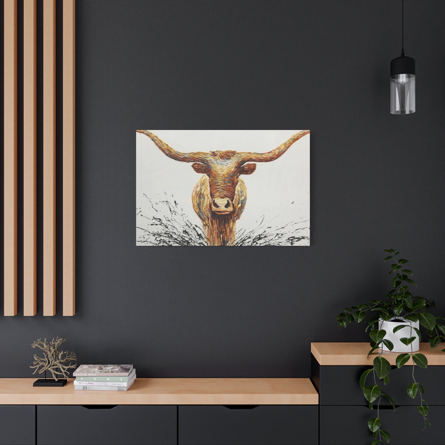 Bull Long Horns Drawing Wall Art & Canvas Prints