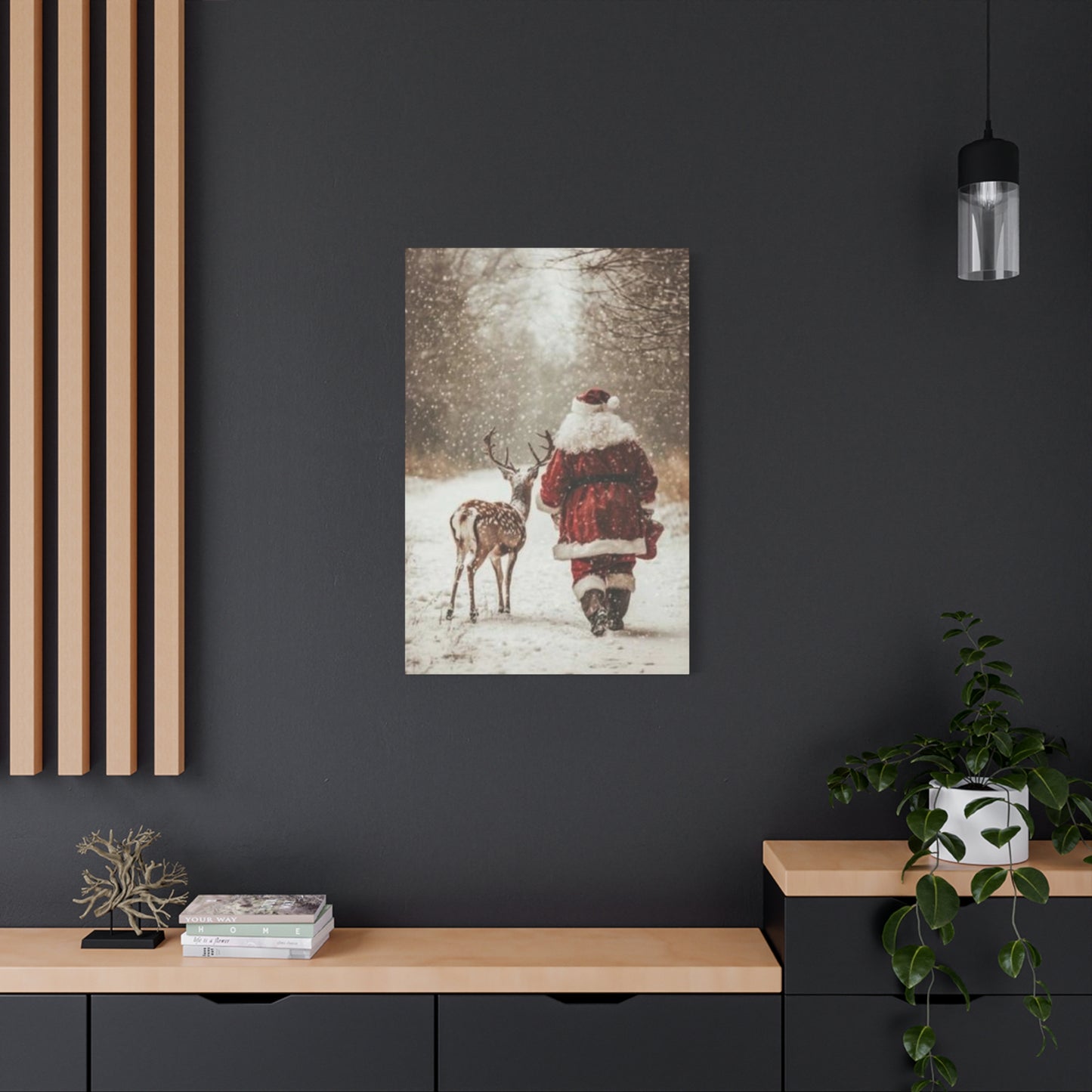 Santa Claus & Deer Wall Art & Canvas Prints